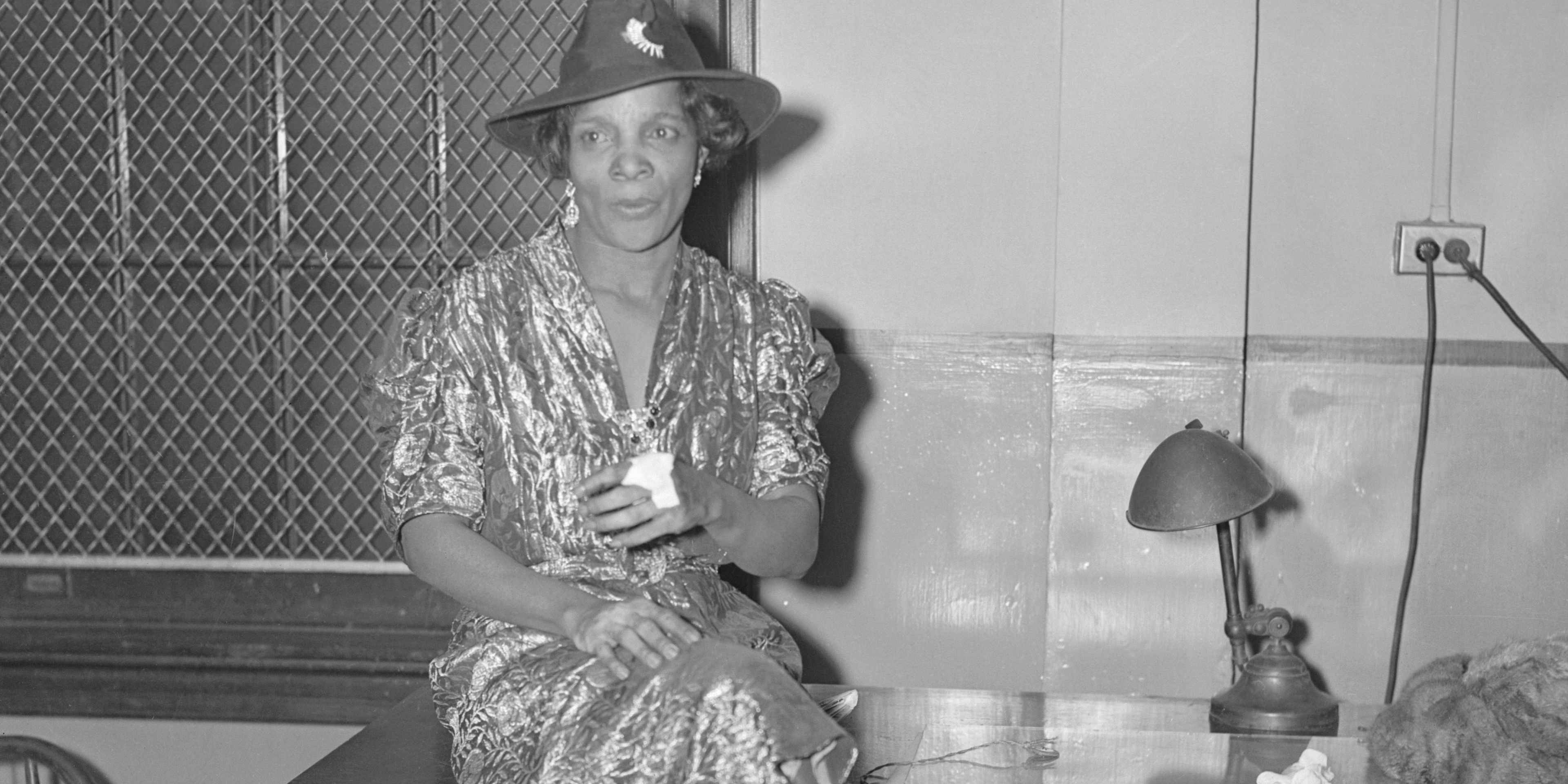 Stephanie St. Clair Hamid, the "Numbers Queen"of Harlem, being held on charges of attempted assault.