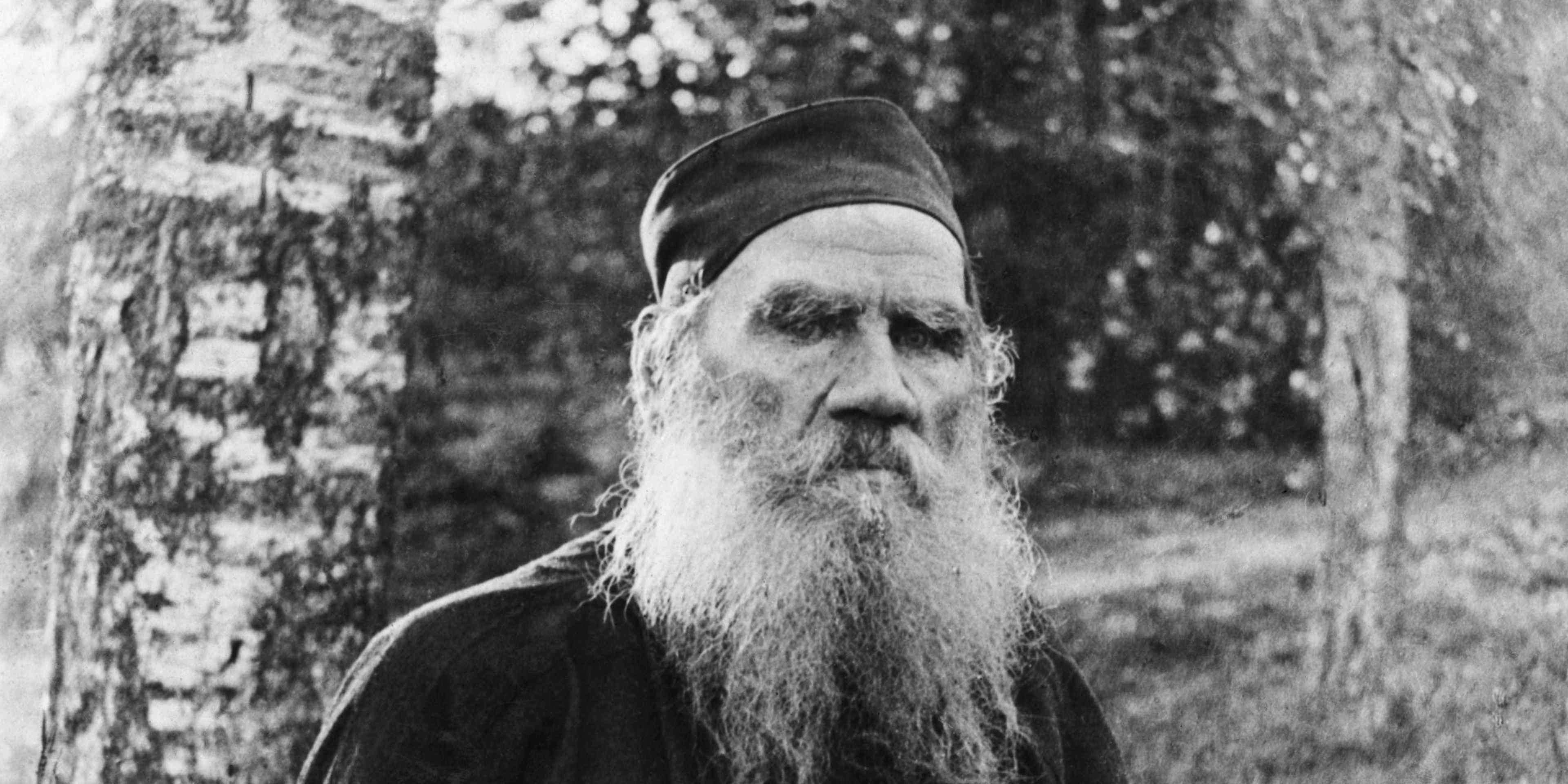 (Original Caption) Leo Tolstoy-(1828-1910) Russian novelist and moral philosopher. Tolstoy is shown seated, as an older man with a flowing beard. Undated photograph.