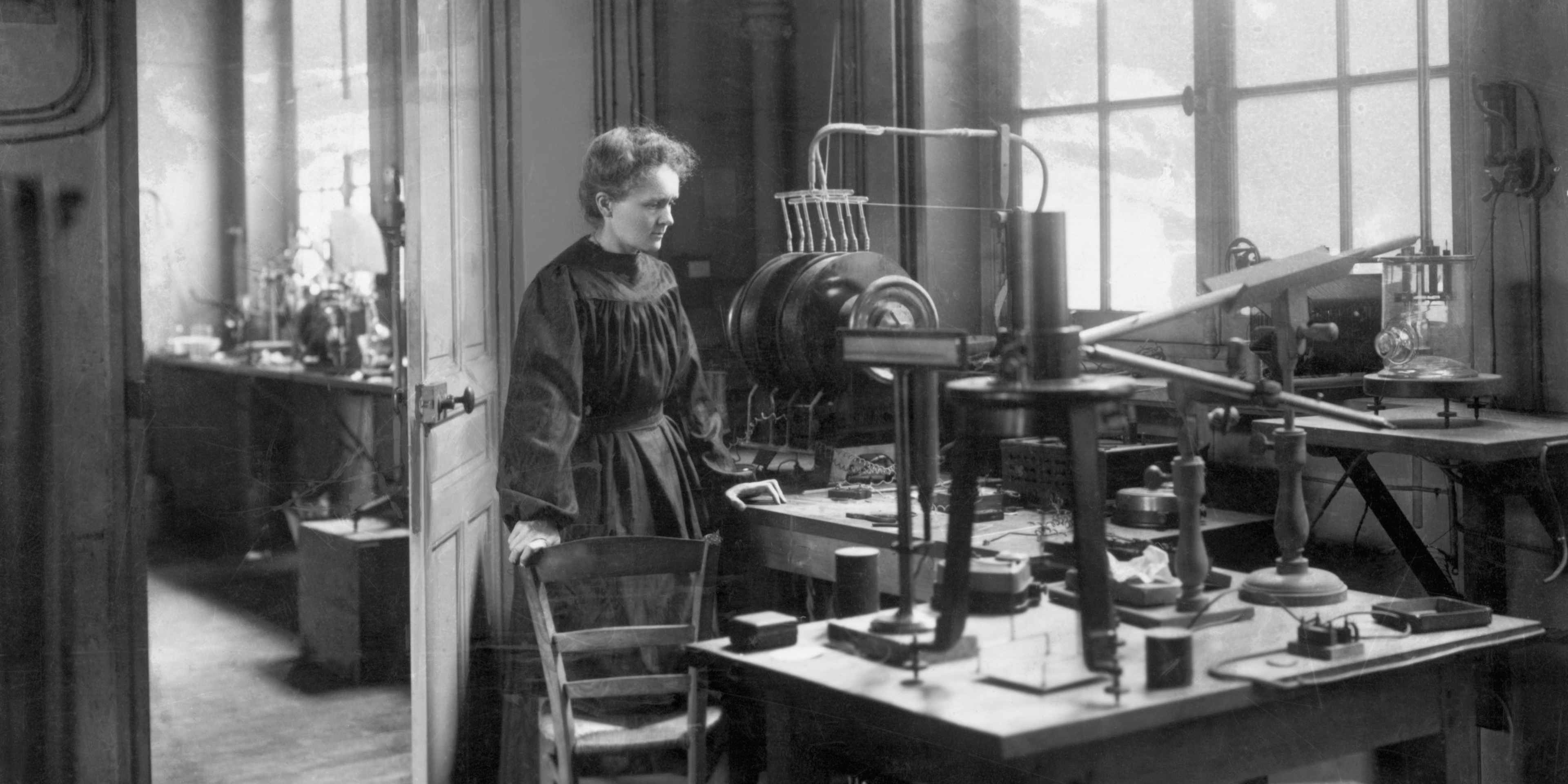 Madame Curie in her laboratory ca. 1905.