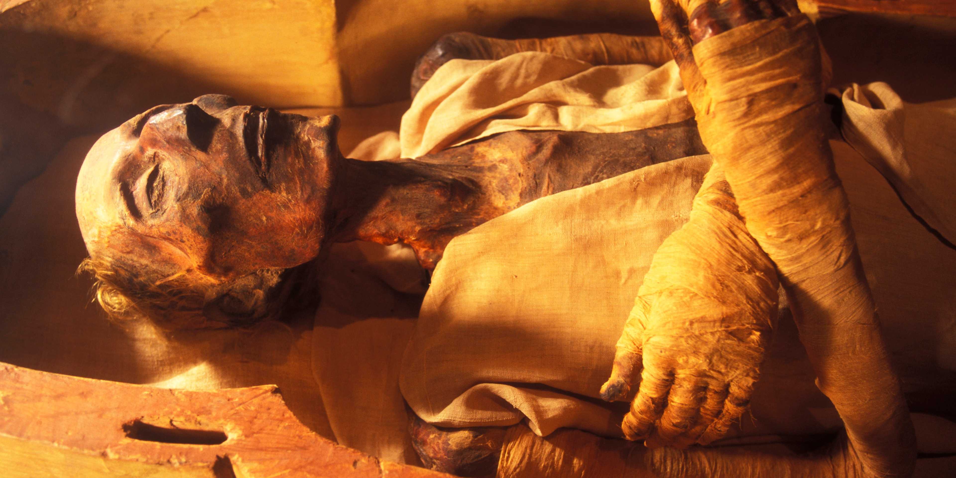 The mummy of Ramses II (1301-1235 BC), son of Sethy I, in April 2006, at Cairo Museum, Egypt.