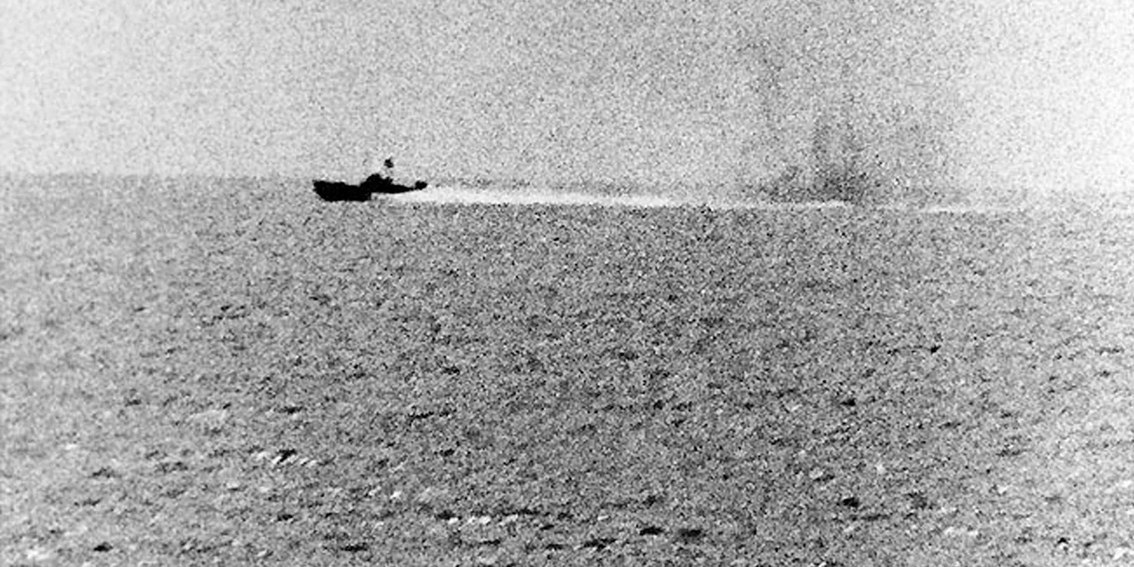 The Gulf of Tonkin Incident - North Vietnamese motor torpedo boat attacking USS Maddox, August 2, 1964.