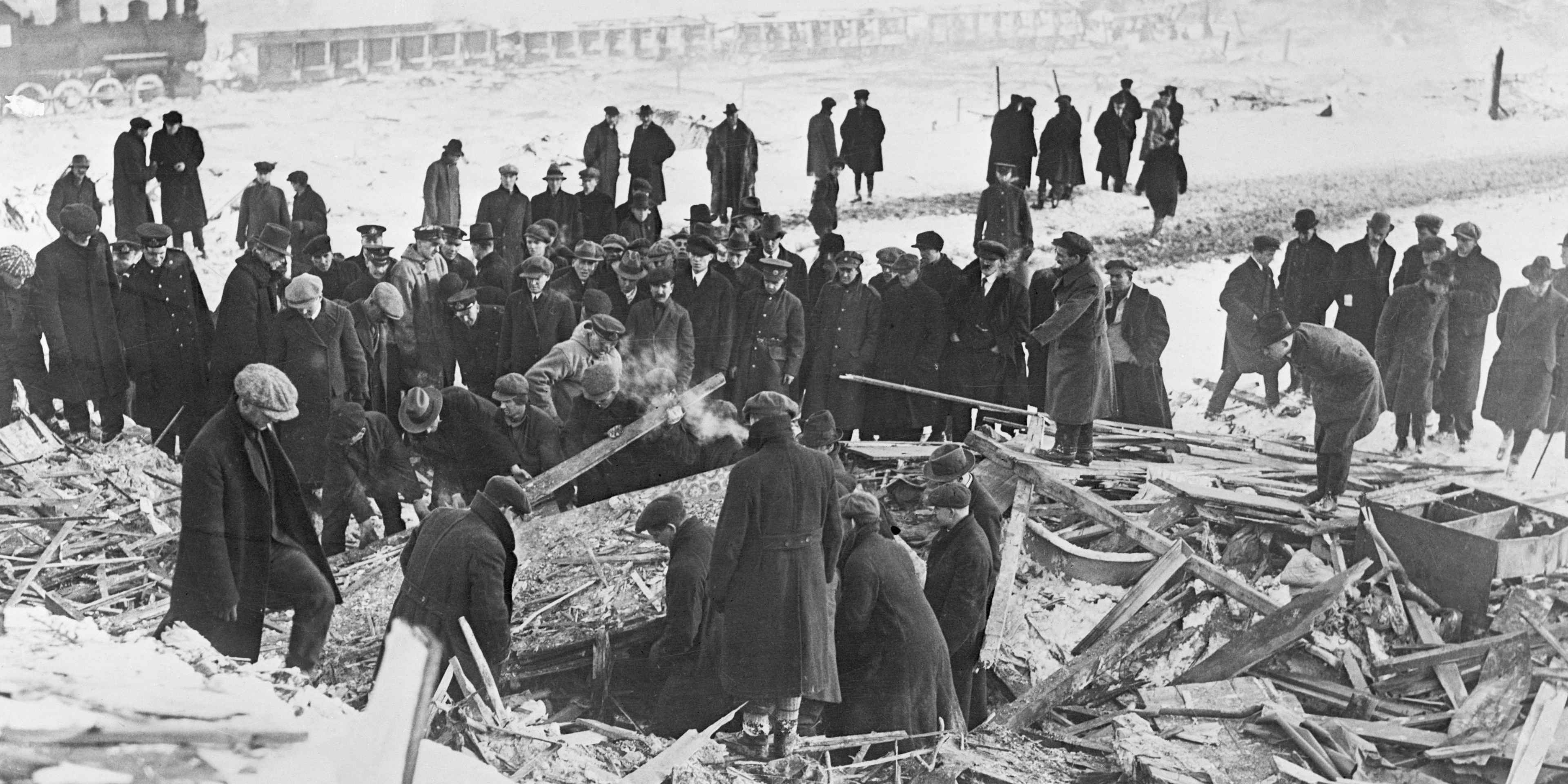 Searching the ruins of the Halifax Explosion.
