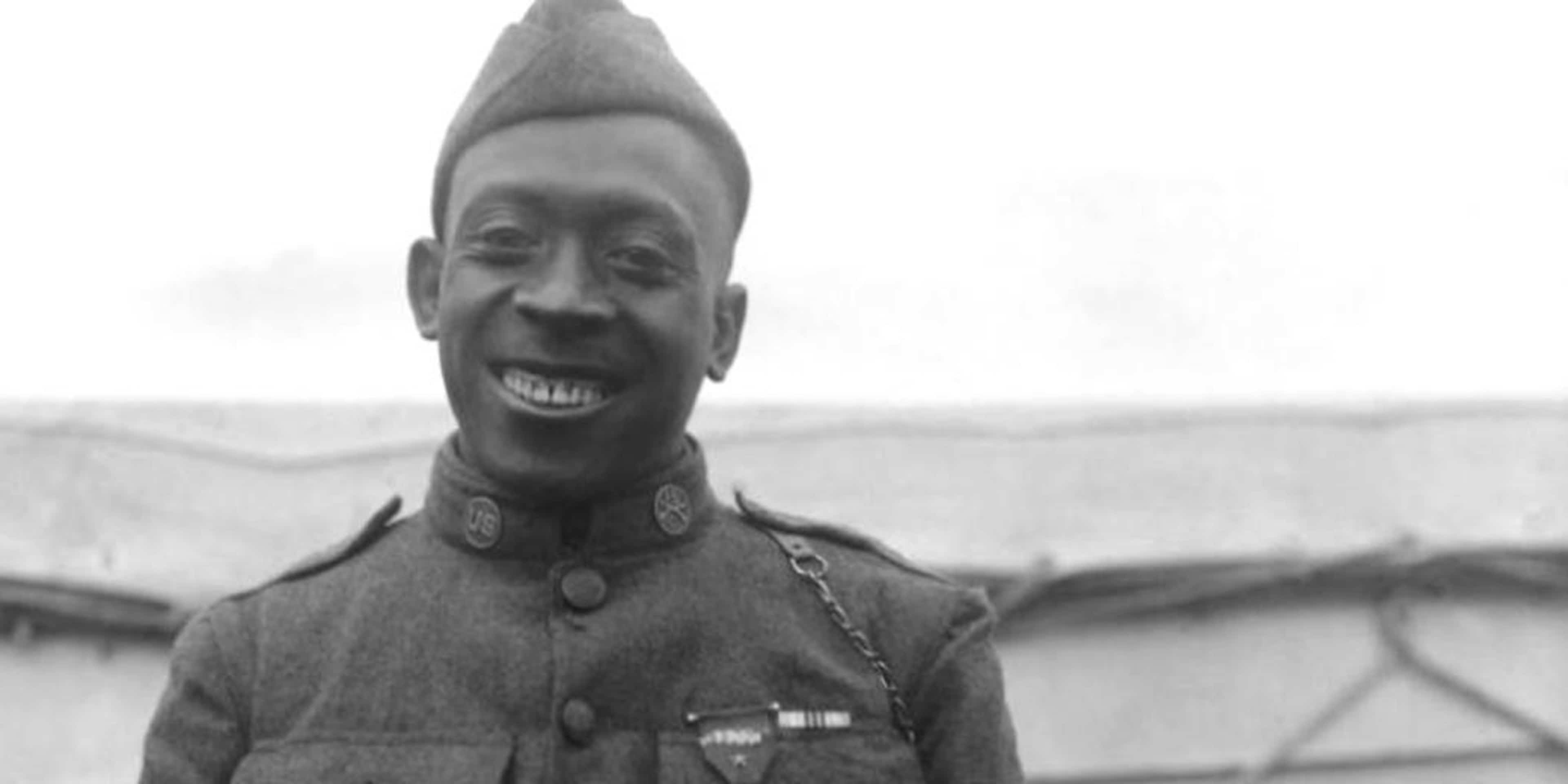 Sergeant Henry Johnson of the 369th Colored Infantry was awarded the Croix de Guerre for bravery during an outnumbered battle with German soldiers.