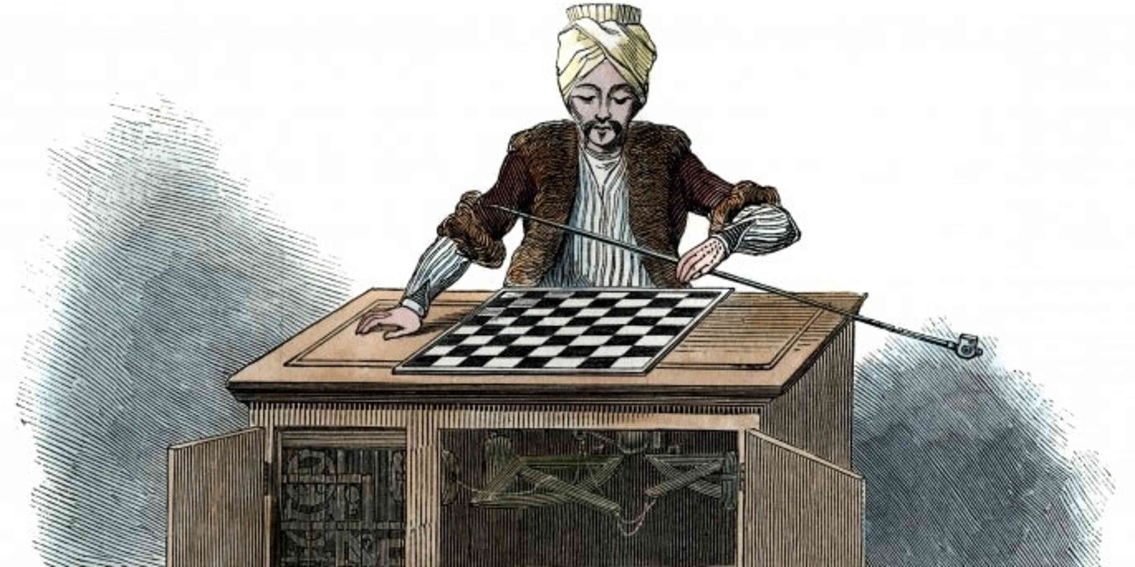 'The Automaton Chess Player', 1845. Illustration published in The Illustrated London News.