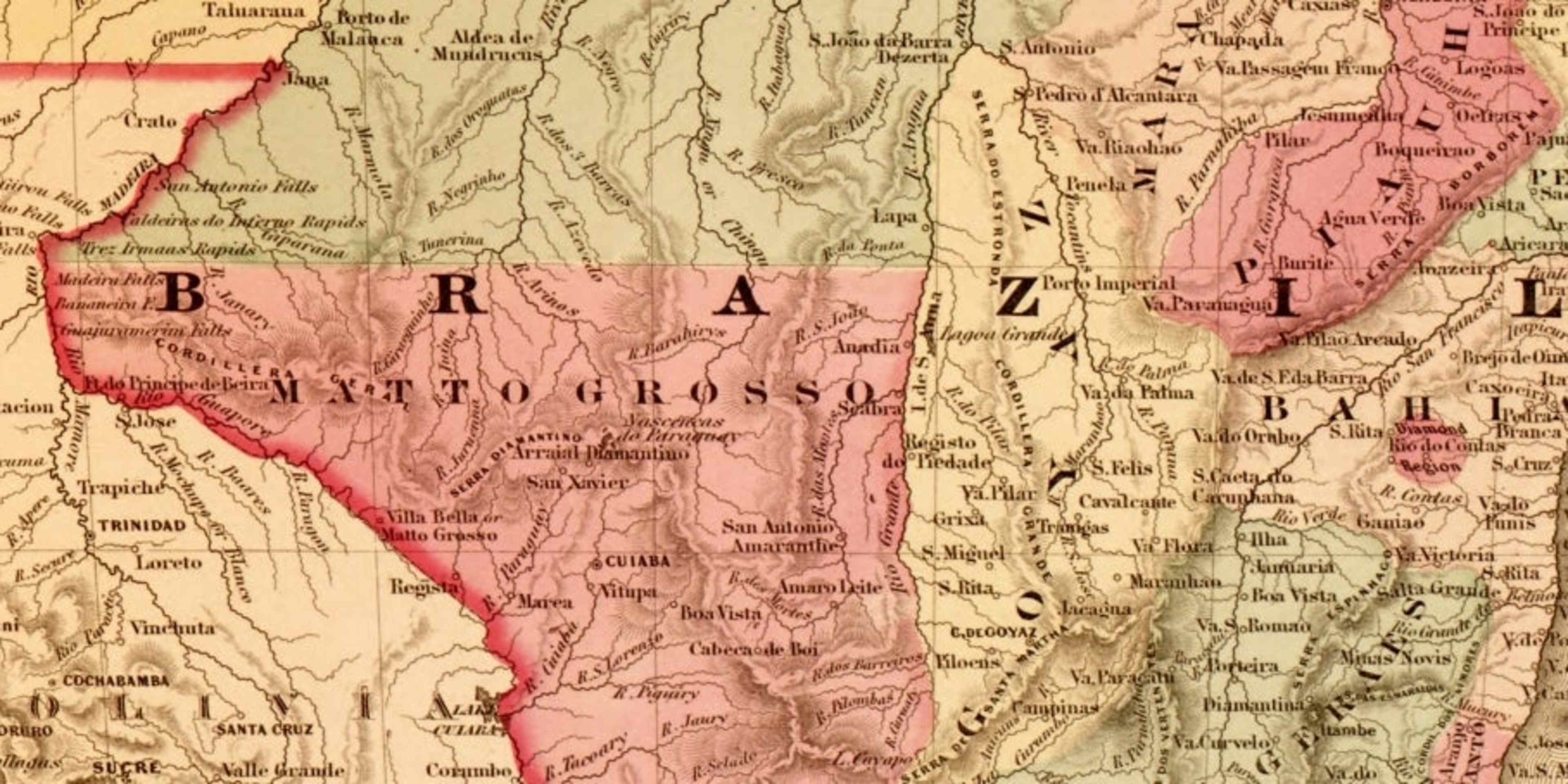 A map (by Alvin Jewett Johnson) shows Brazil, Argentina, Paraguay, and Uraguay, 1862.