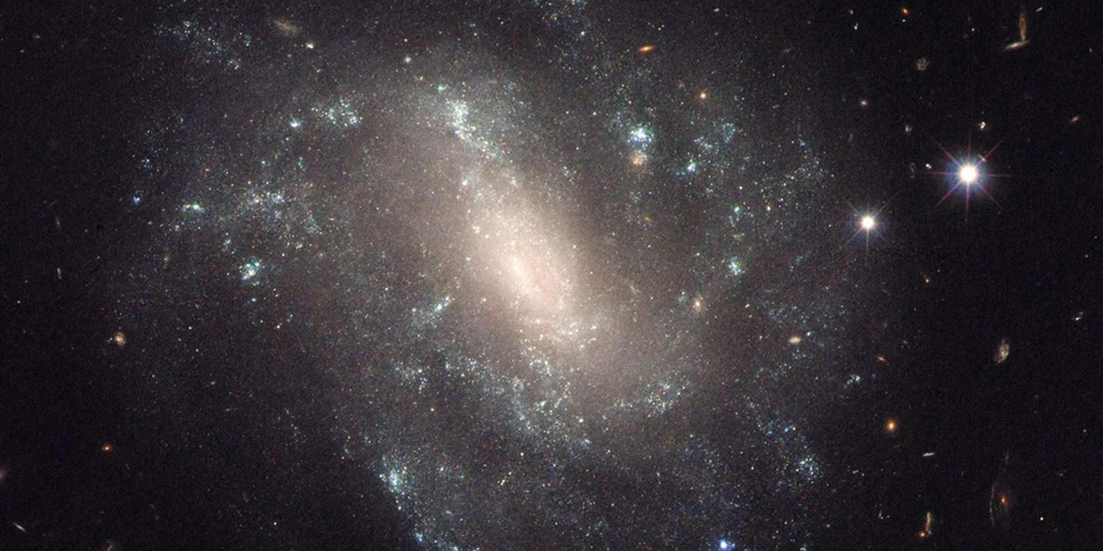 An image taken by the Hubble Space Telescope capturing a galaxy.