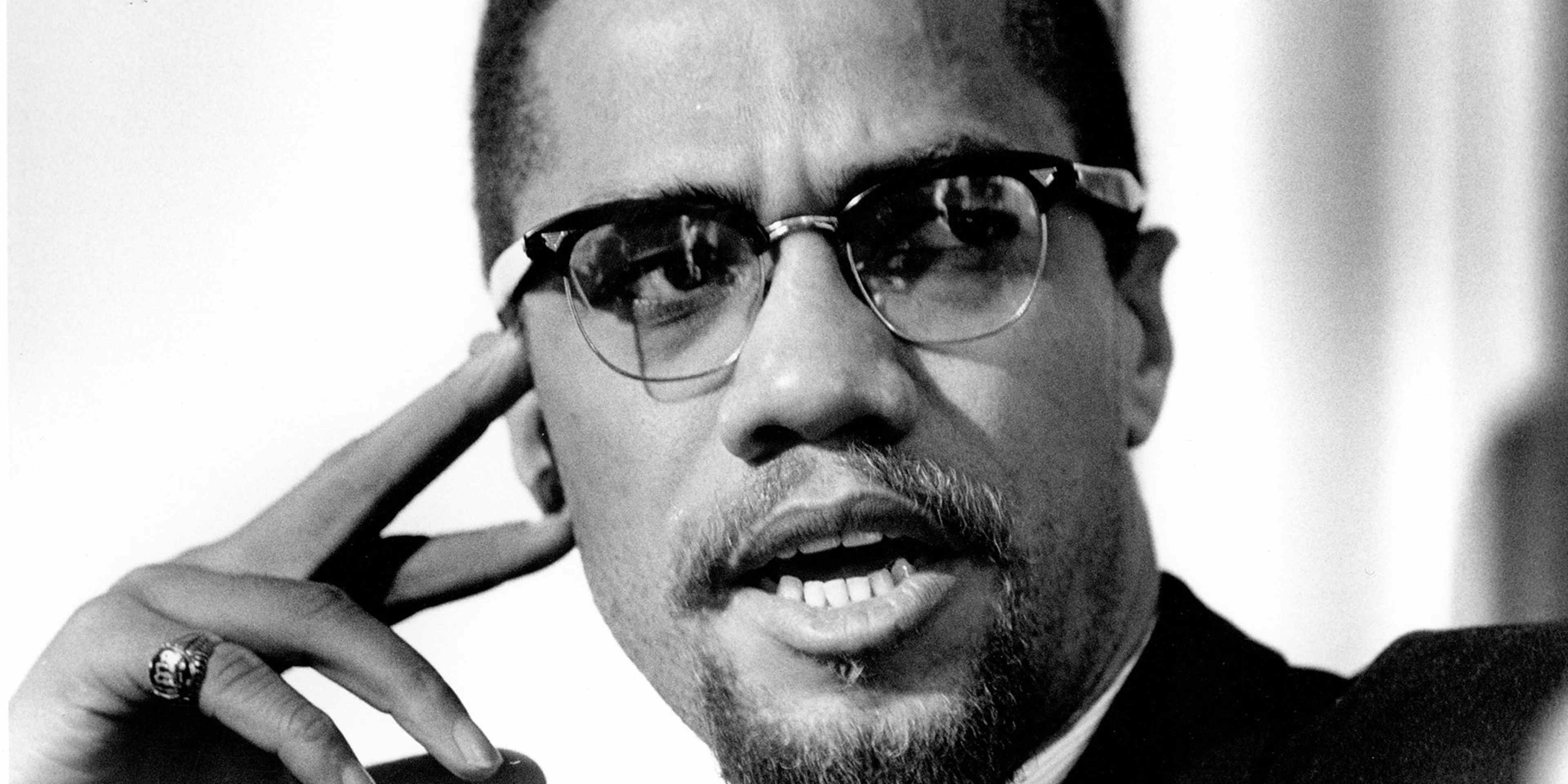 Former Nation of Islam leader and civil rights activist El-Hajj Malik El-Shabazz (aka Malcolm X and Malcolm Little) on February 16, 1965, in Rochester, New York.
