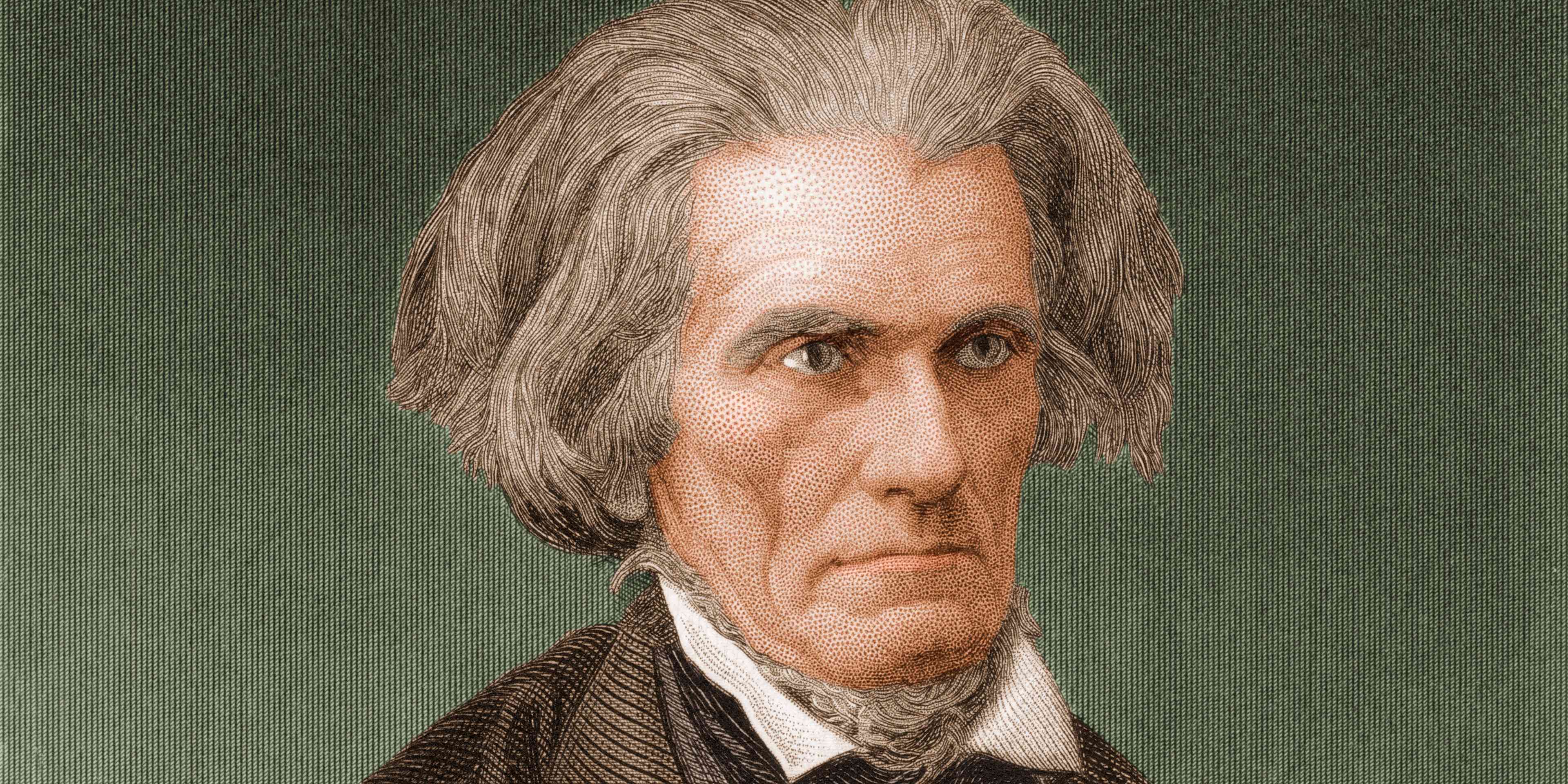 Engraved portrait of American politician, former US Vice President John Caldwell Calhoun (1782 - 1850), mid 19th century. (Photo by Stock Montage/Getty Images)