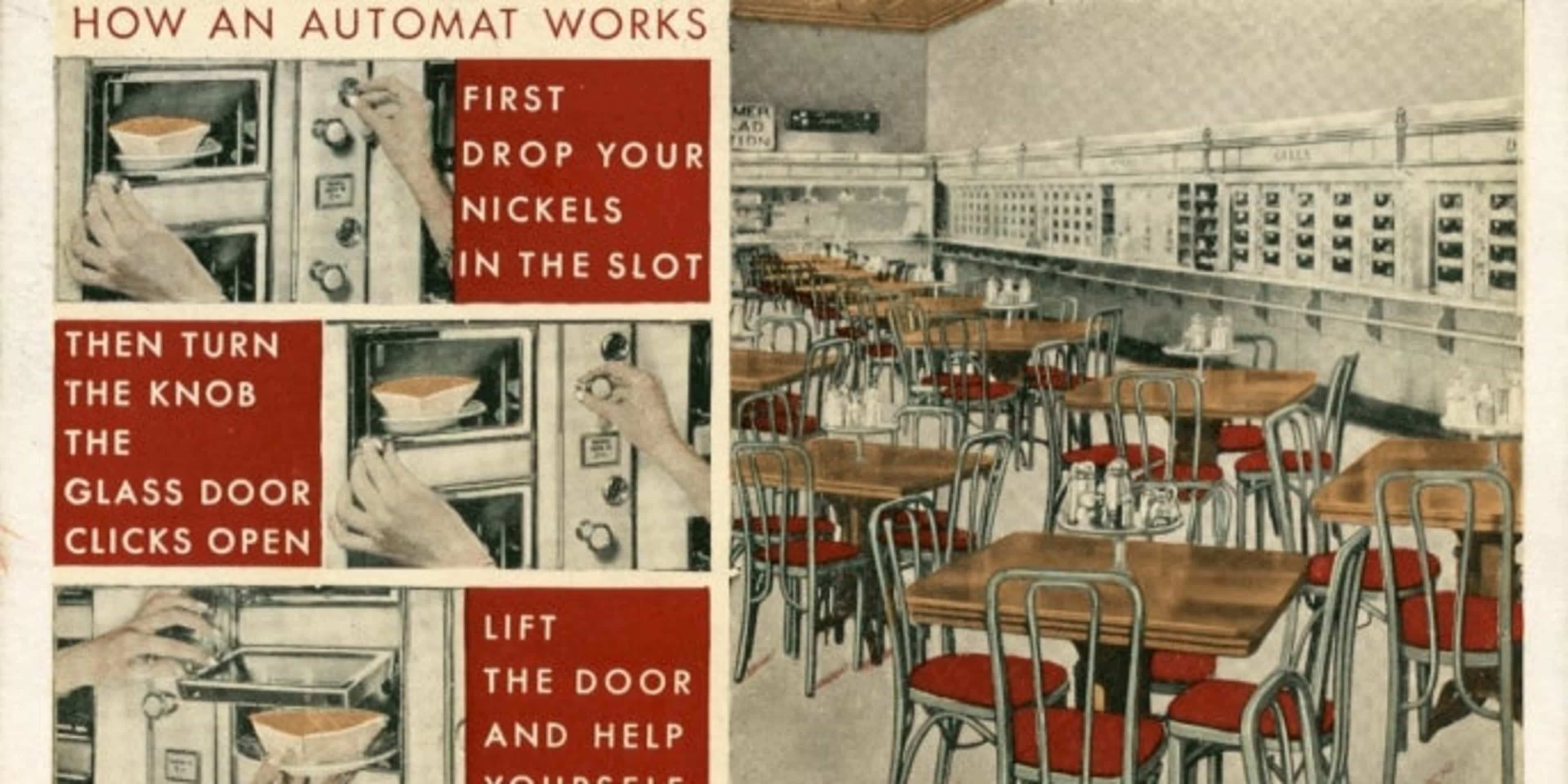 A Horn &amp; Hardart postcard with instructions on using an Automat.