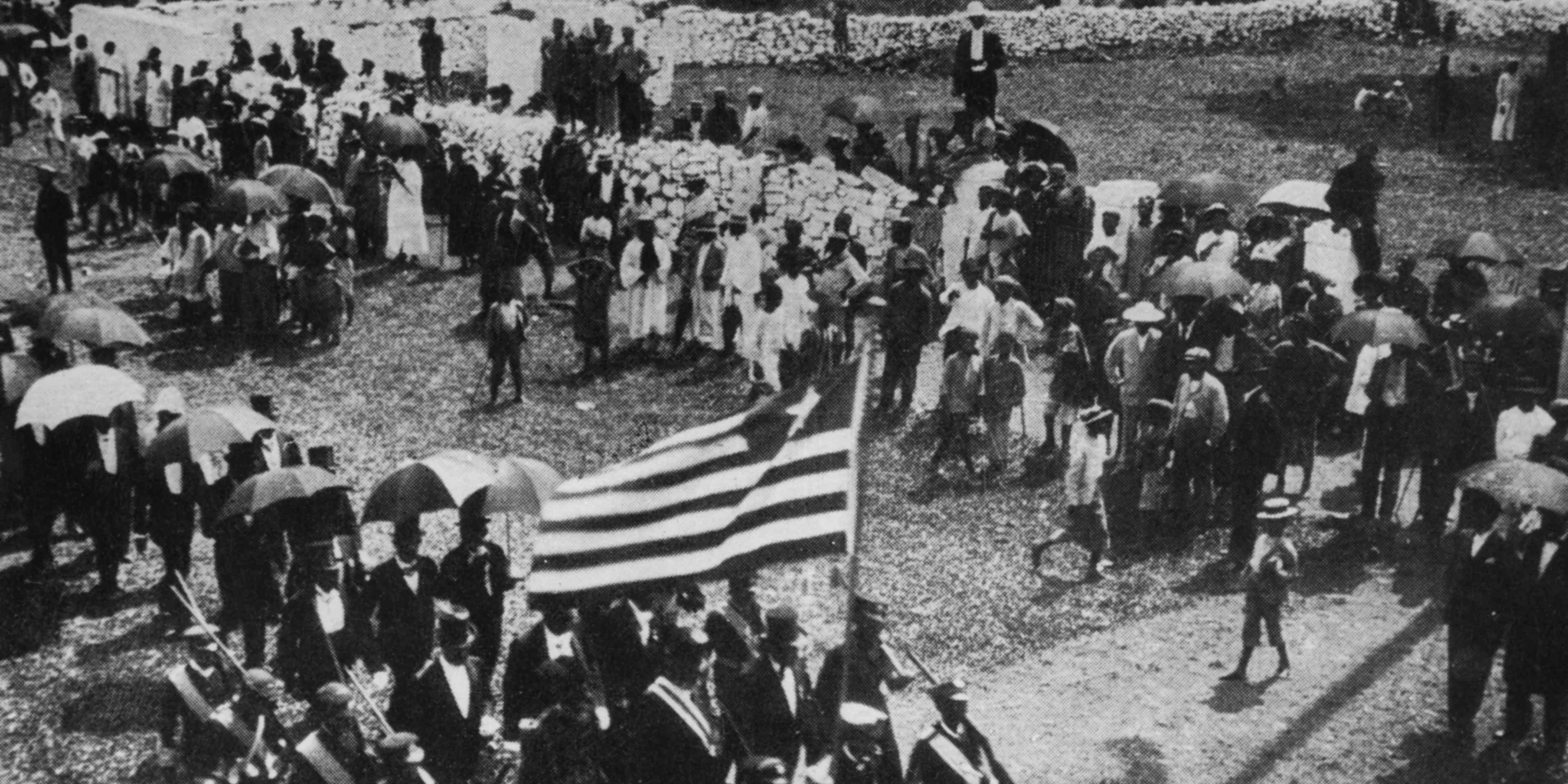 The citizens of Monrovia celebrate the Liberian Independence Day on 26th July, circa 1910.