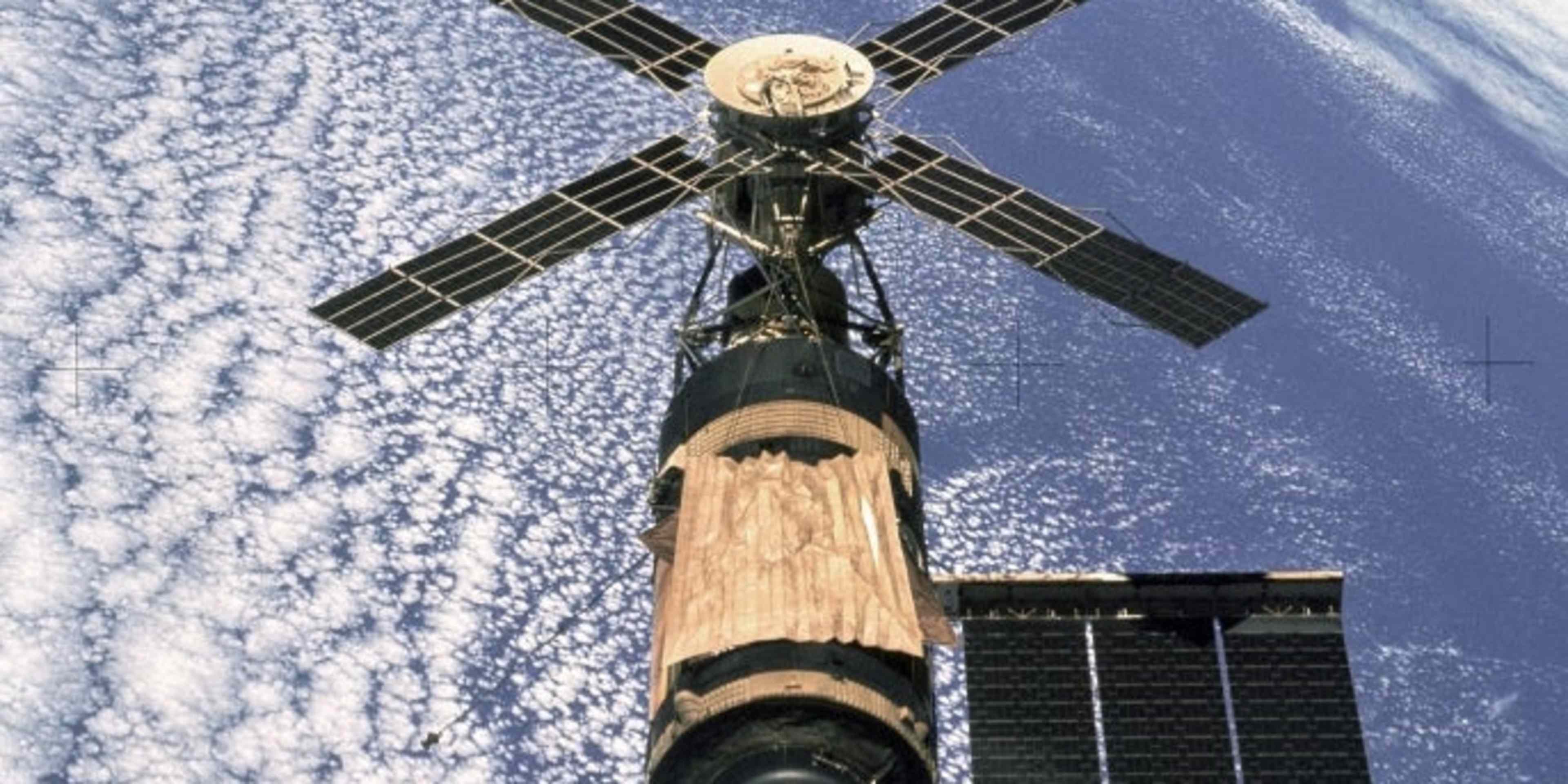 Skylab floats above Earth in February 1974.