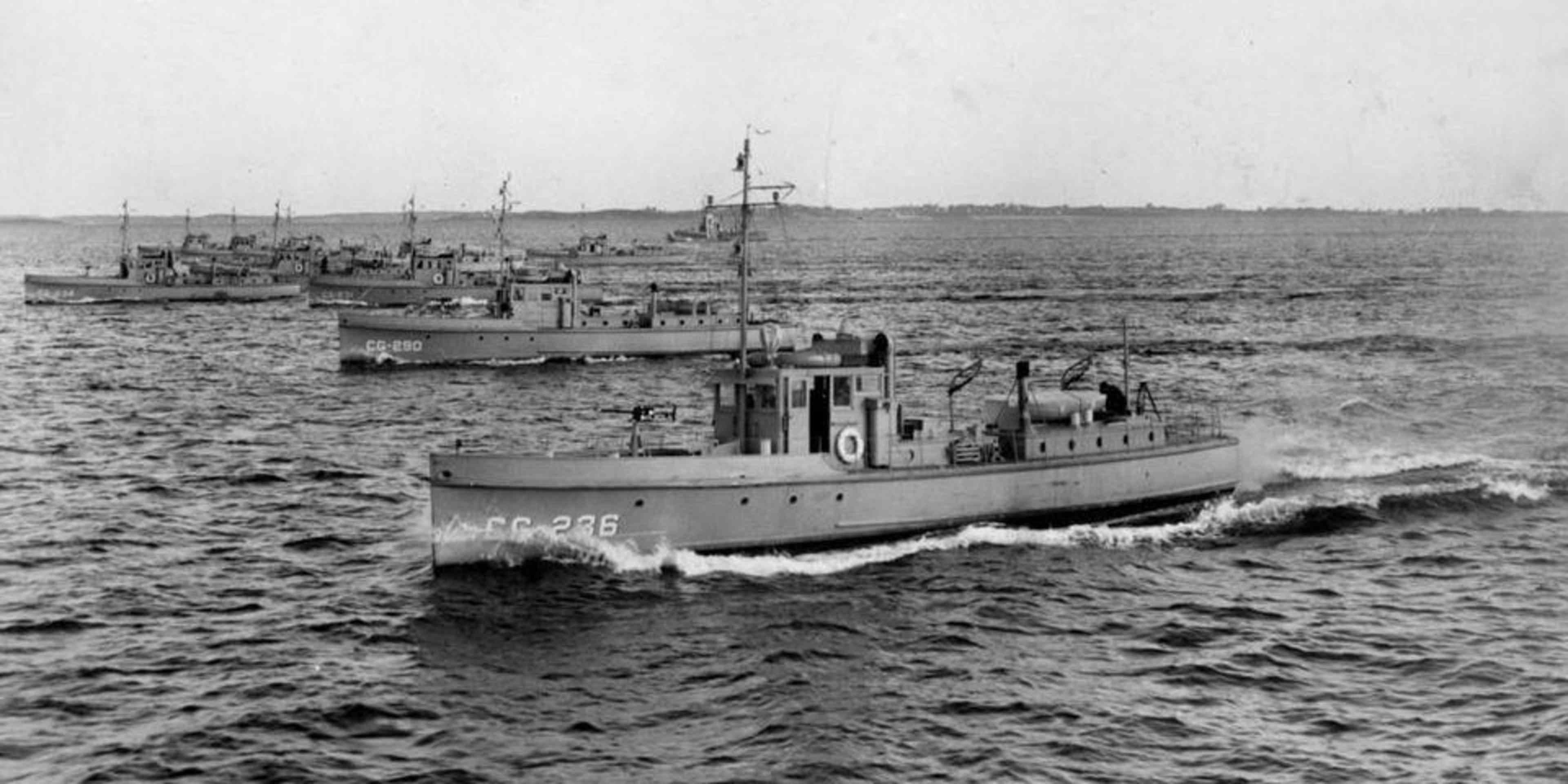 The Coast Guard’s New London-based vessels as seen in 1927 for prohibition enforcement. Among them is CG-290, which was later involved in the Black Duck incident. (Image courtesy of the U.S. Coast Guard)