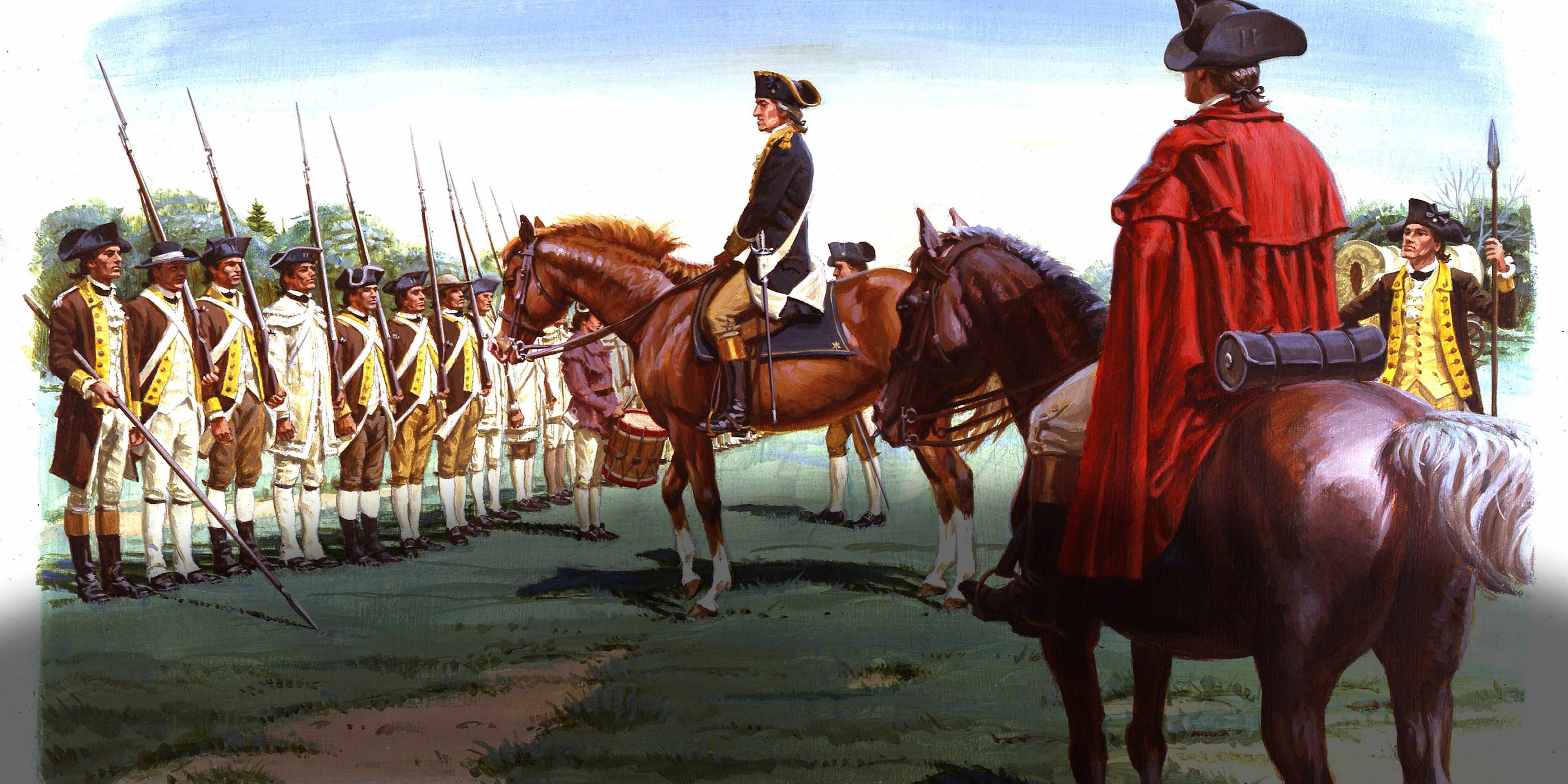 Washington addressing troops