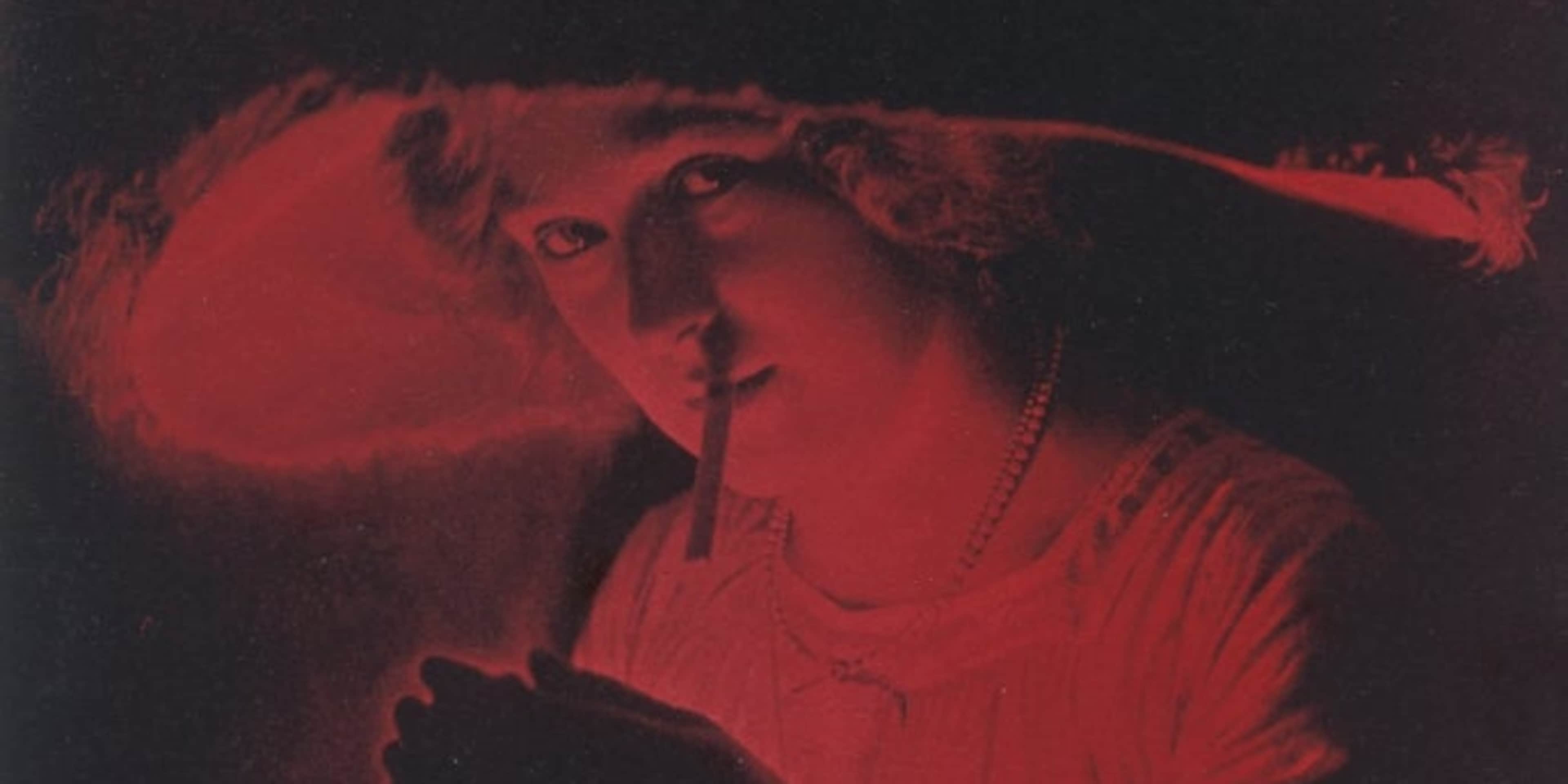 A woman smoking a cigarette.