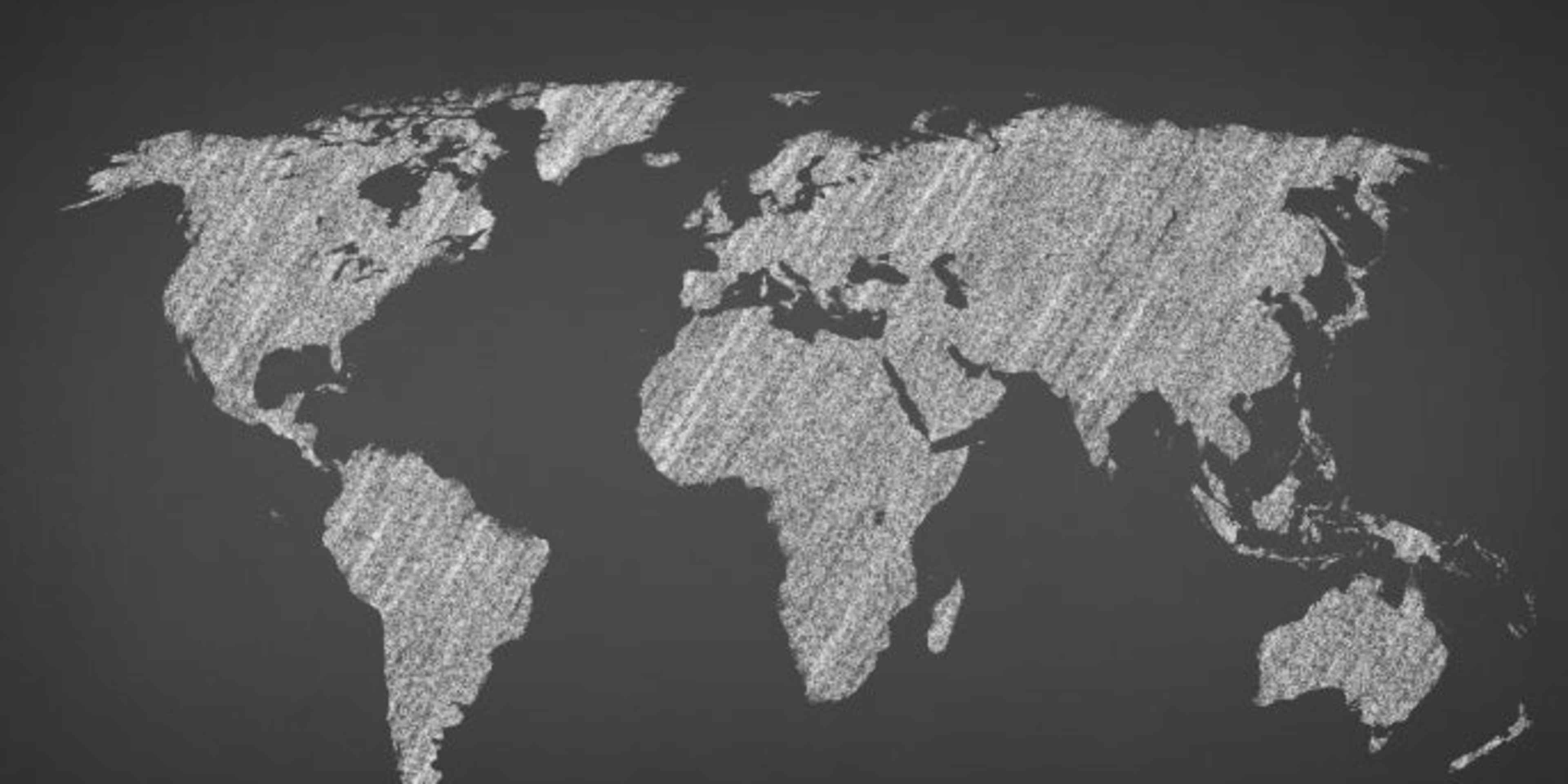 world map on blackboard