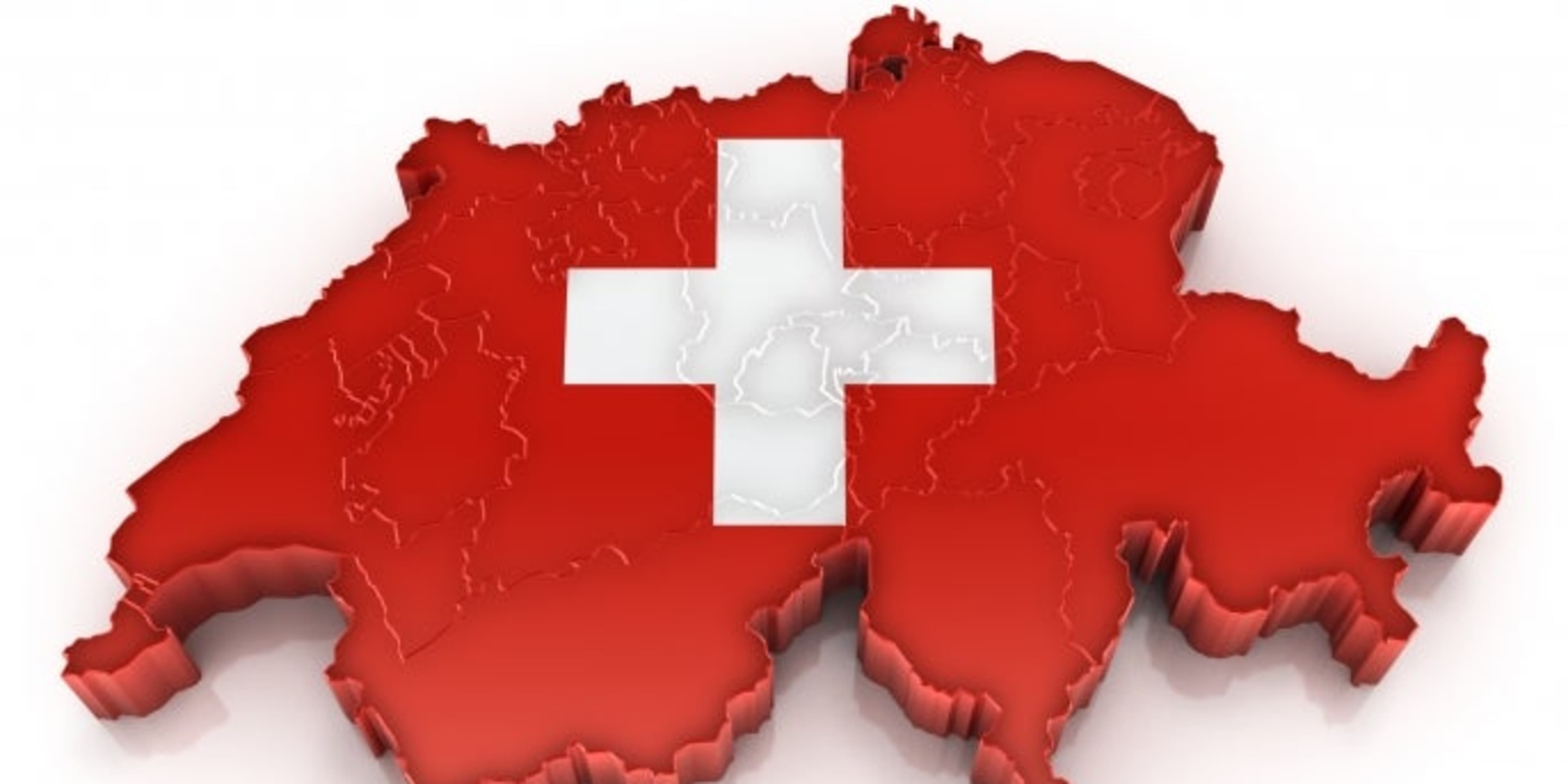 Map of Switzerland with flag.