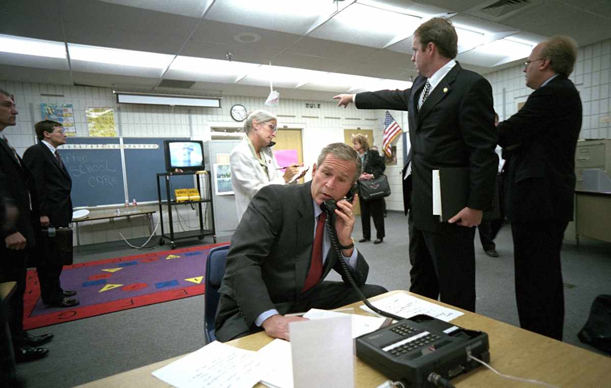 President George W Bush on September 11, 2001