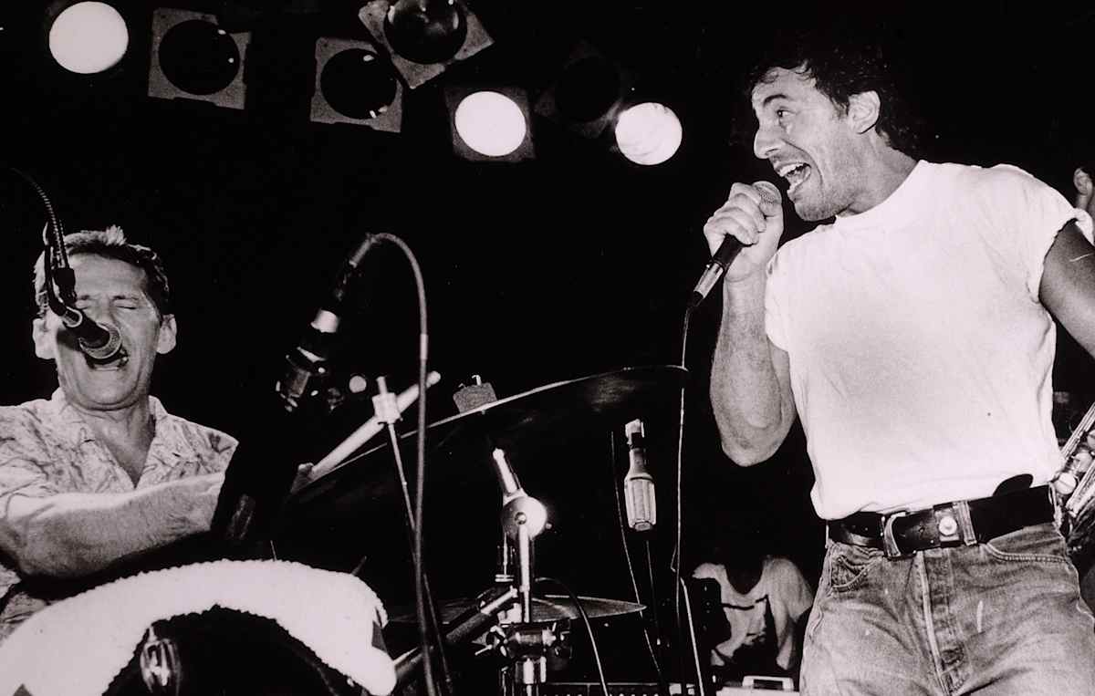 Levon Helm and Bruce Springsteen perform at The Stone Pony on August 22, 1987, in Asbury Park, New Jersey. The Garden State is home to many famous musicians including Frank Sinatra, Jon Bon Jovi, Whitney Houston and Lauryn Hill.
