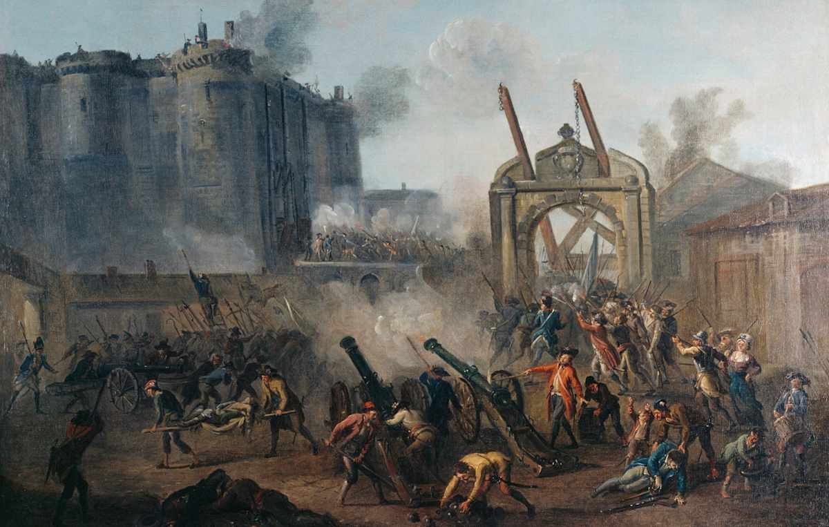 storming the bastille, july 14, 1789, parisian revolutionaries, bastille prison, protest, king louis xvi, start of the french revolution, the french revolution, french history