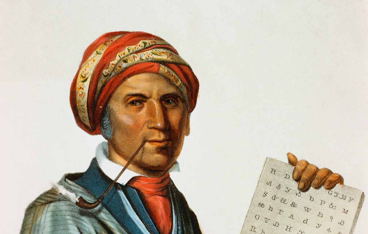Lithograph by John Guss After Sequoyah by Charles Bird KingA lithograph by John Guss after an original painting by Charles Bird King. (Photo by Burstein Collection/Corbis/VCG via Getty Images)