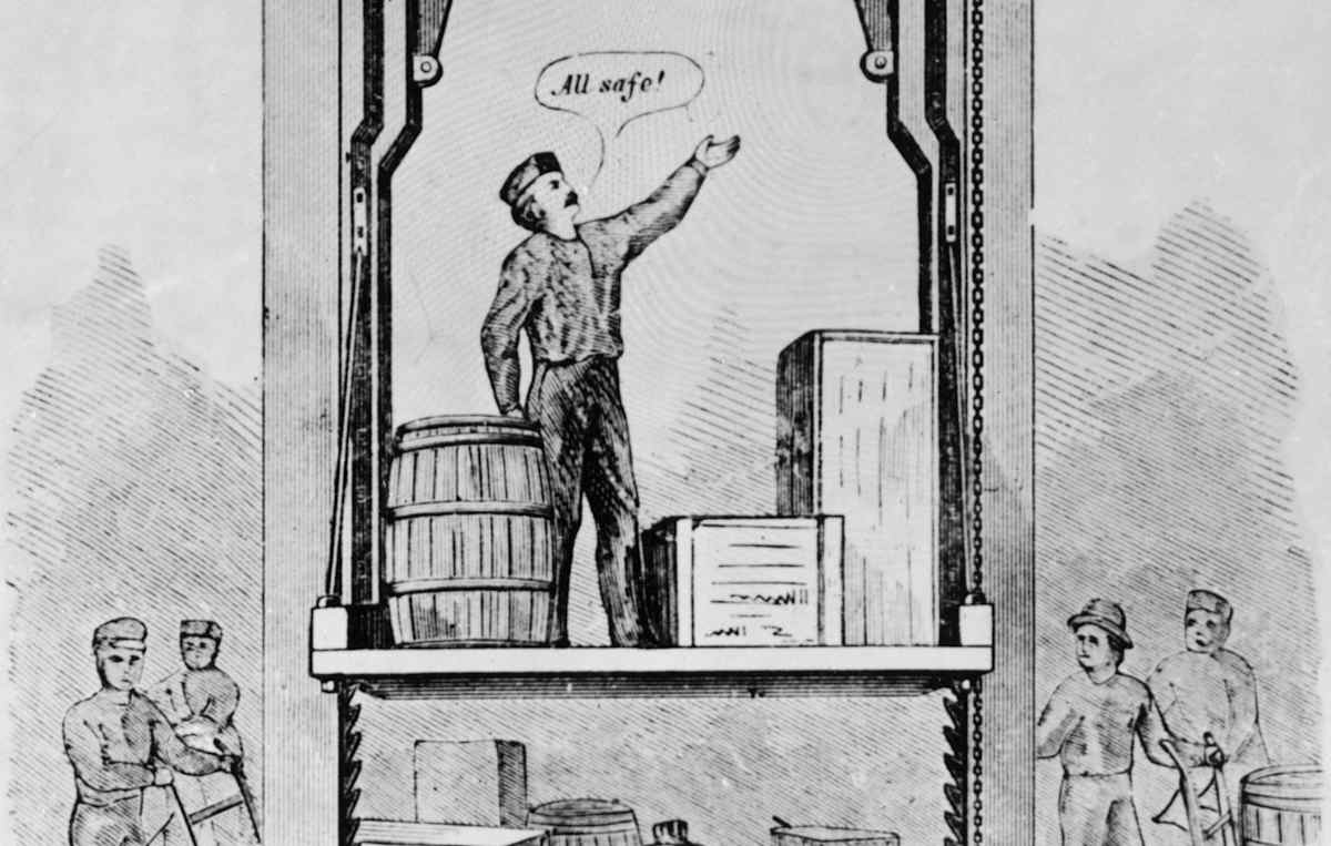 elisha g. otis, the elevator, the crystal palace exposition, new york, 1853, inventions, transportation