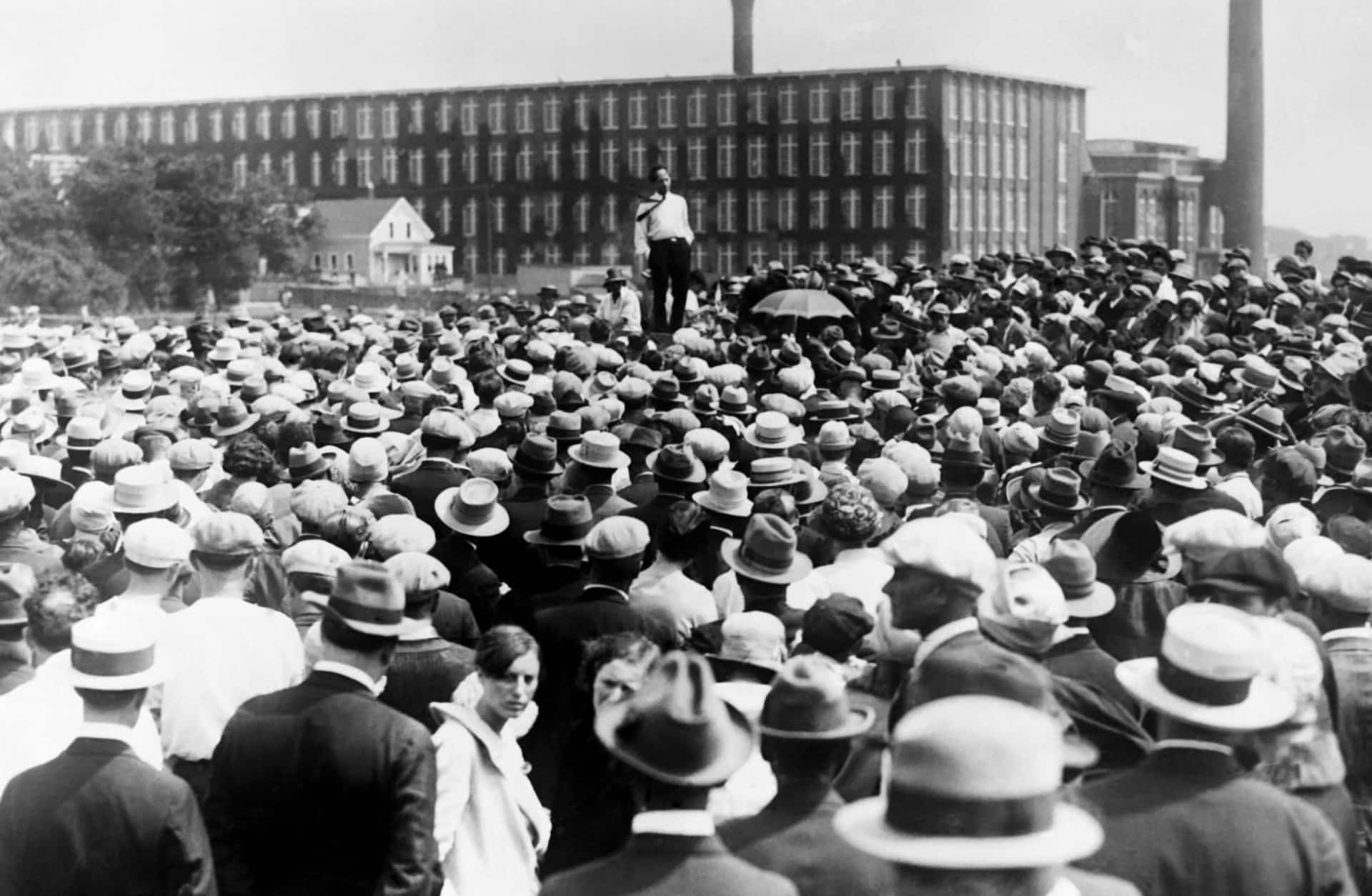 Crowd in the street during a strike, 1927