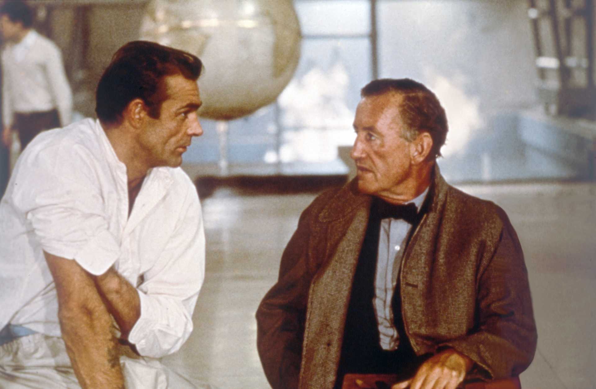 Actor Sean Connery and Bond creator Ian Fleming on the set of "Dr No."