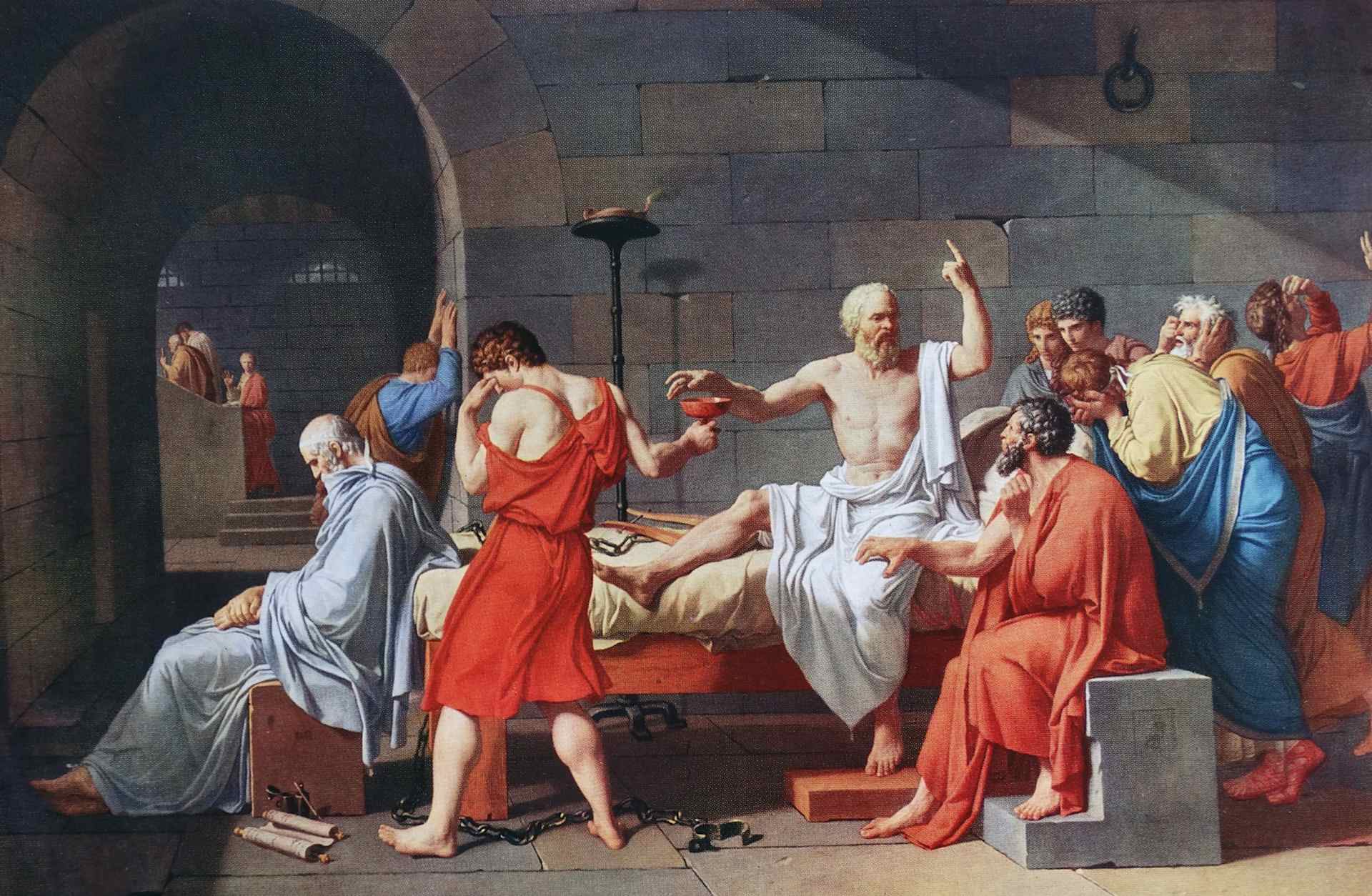 Painting titled 'The Death of Socrates' by Jacques-Louis David