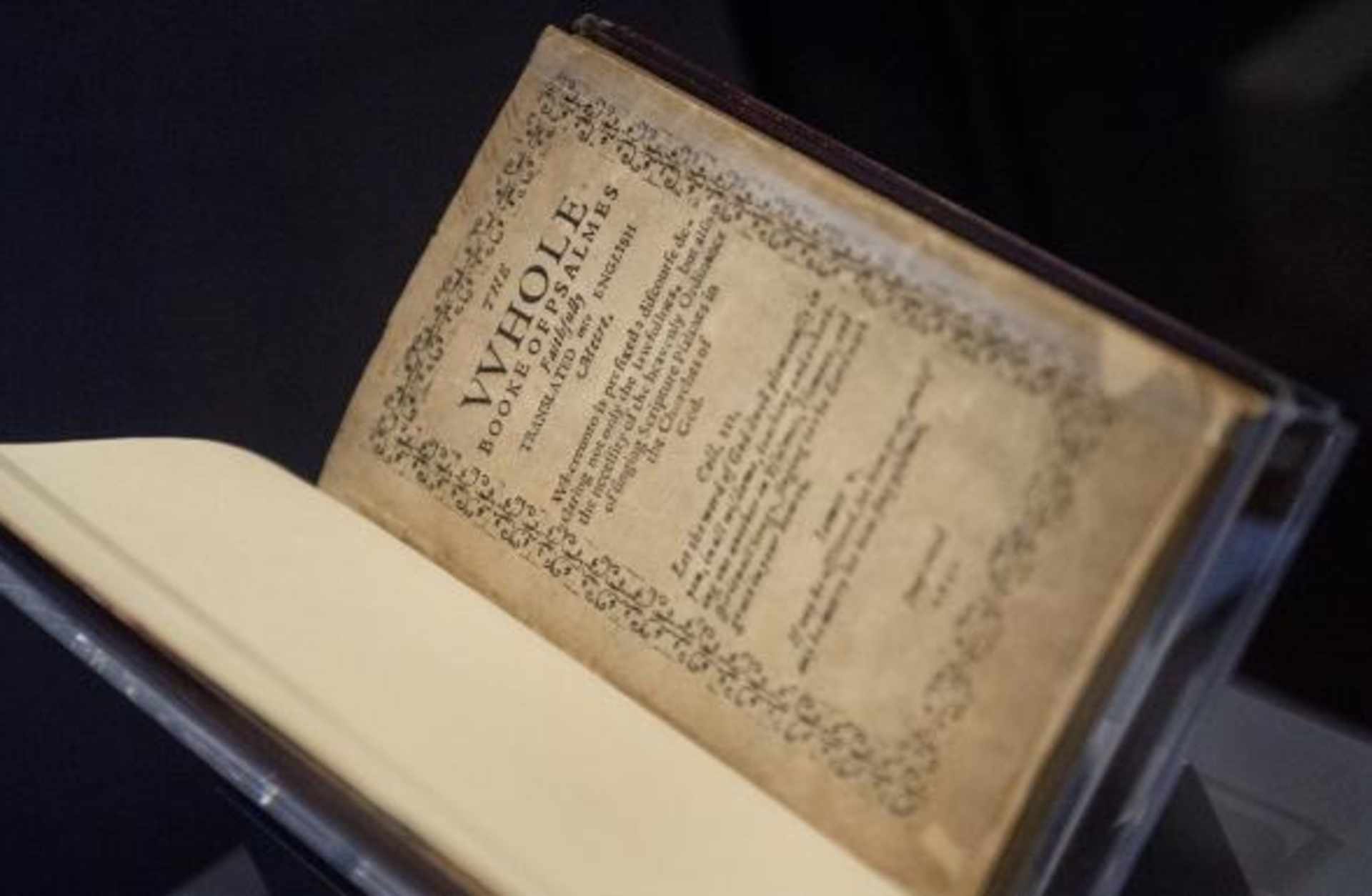 A printing of the Bay Psalm Book owned by David Rubenstein on display at the Library of Congress Jefferson Building