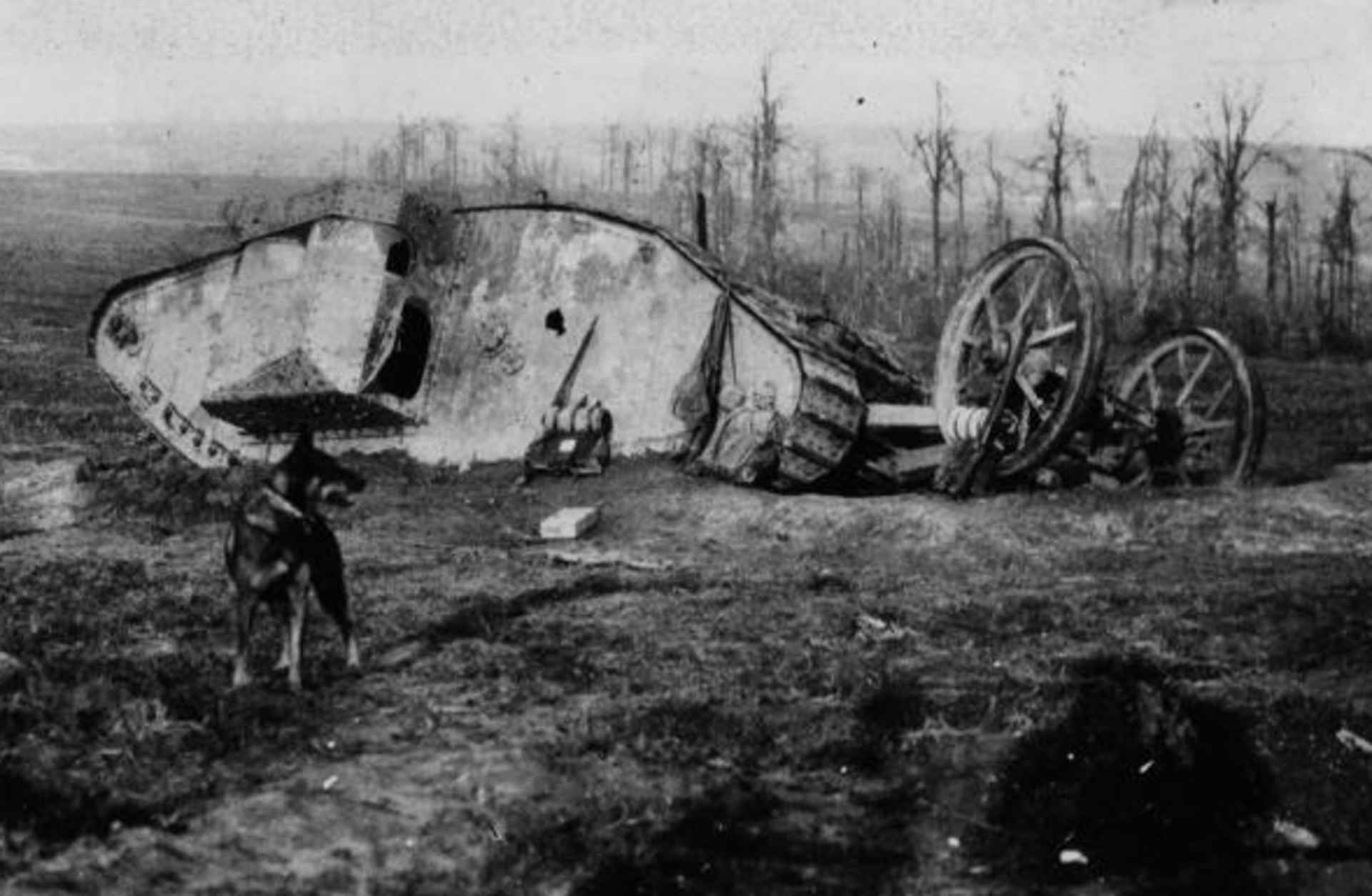An abandoned Mark I during the Battle of the Somme.