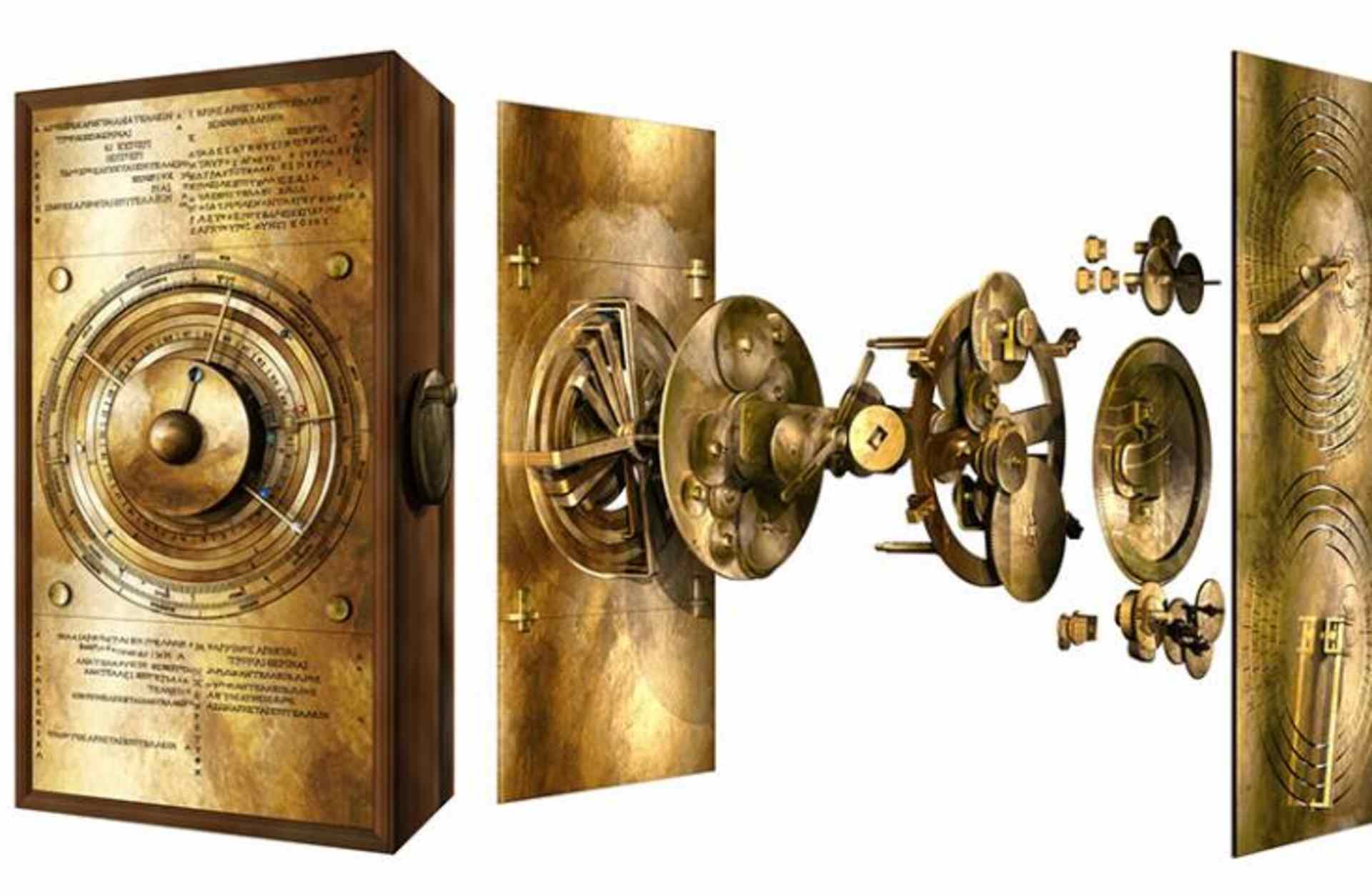 A model of the Cosmos gearing of the Antikythera Mechanism.