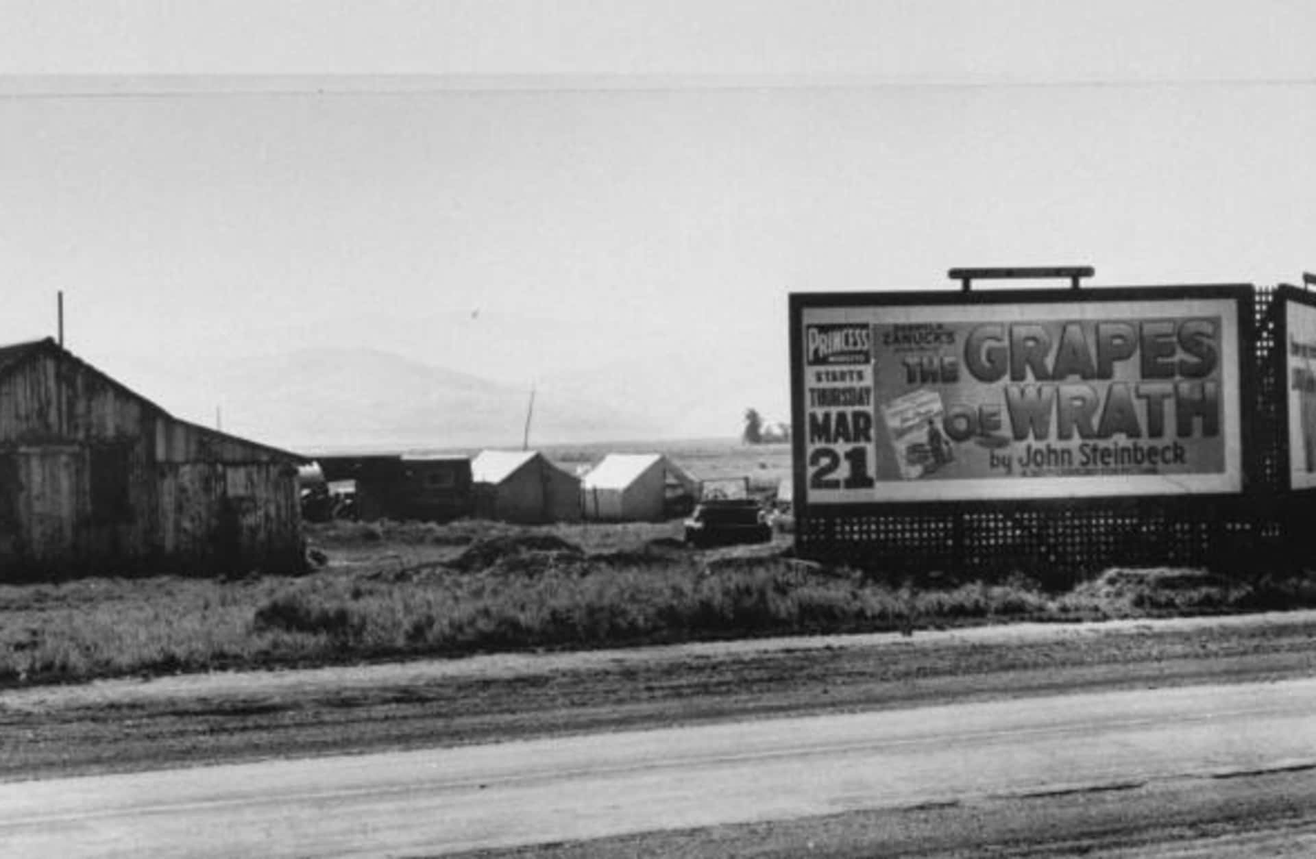 Billboard advertisement for "The Grapes of Wrath."