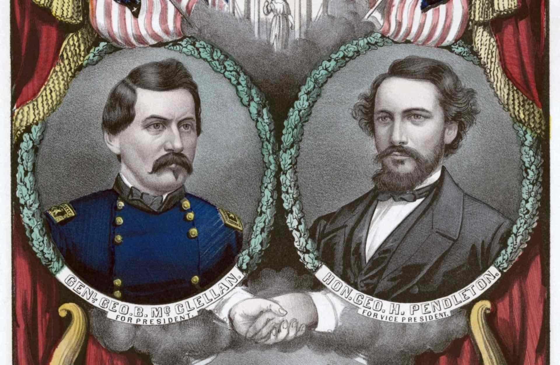 Campaign poster depicting the Democratic ticket led by George McClellan
