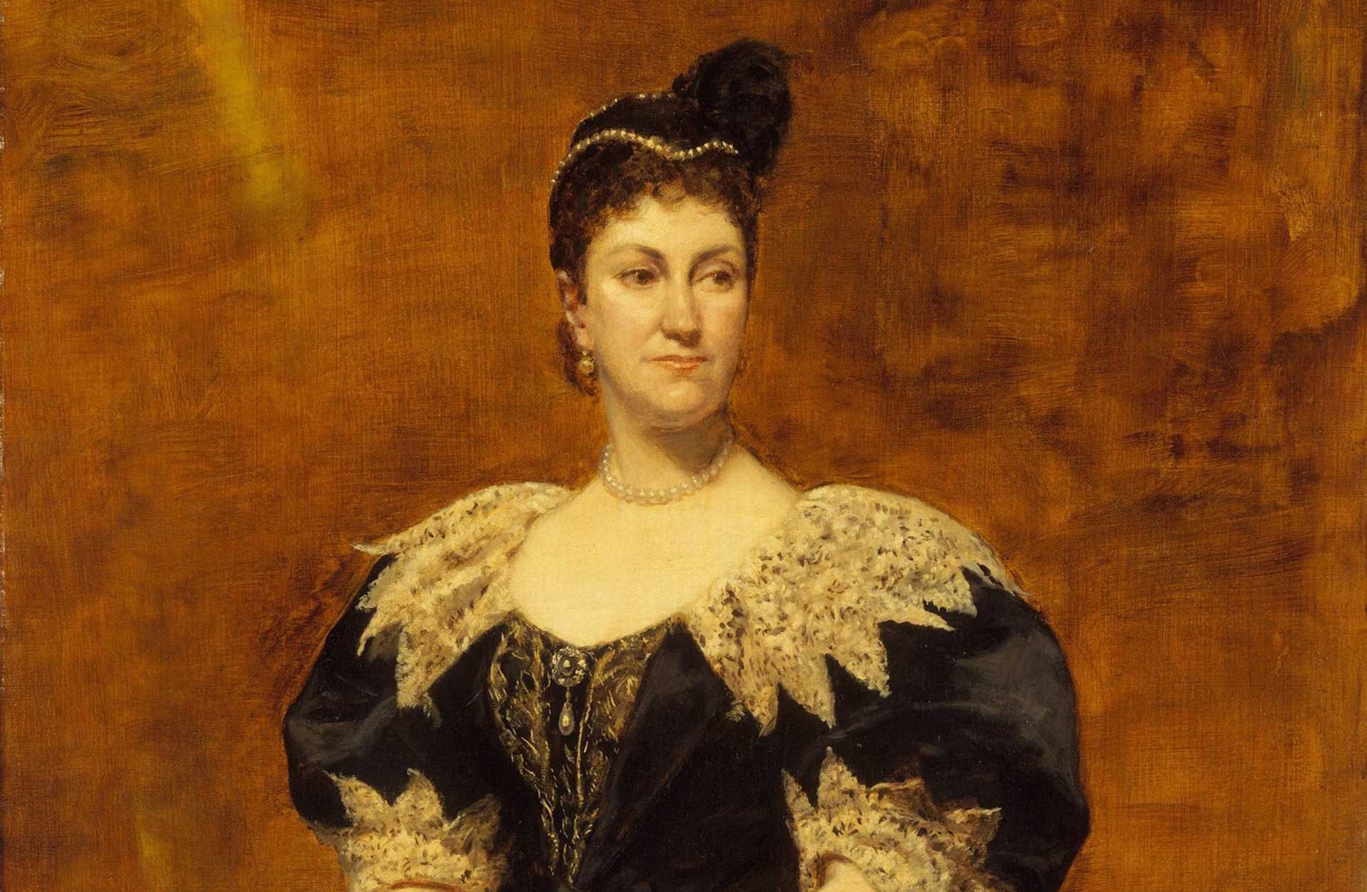 An 1890 oil-on-canvas portrait of Caroline Astor (1831–1908), painted by Carolus-Duran in 1890.