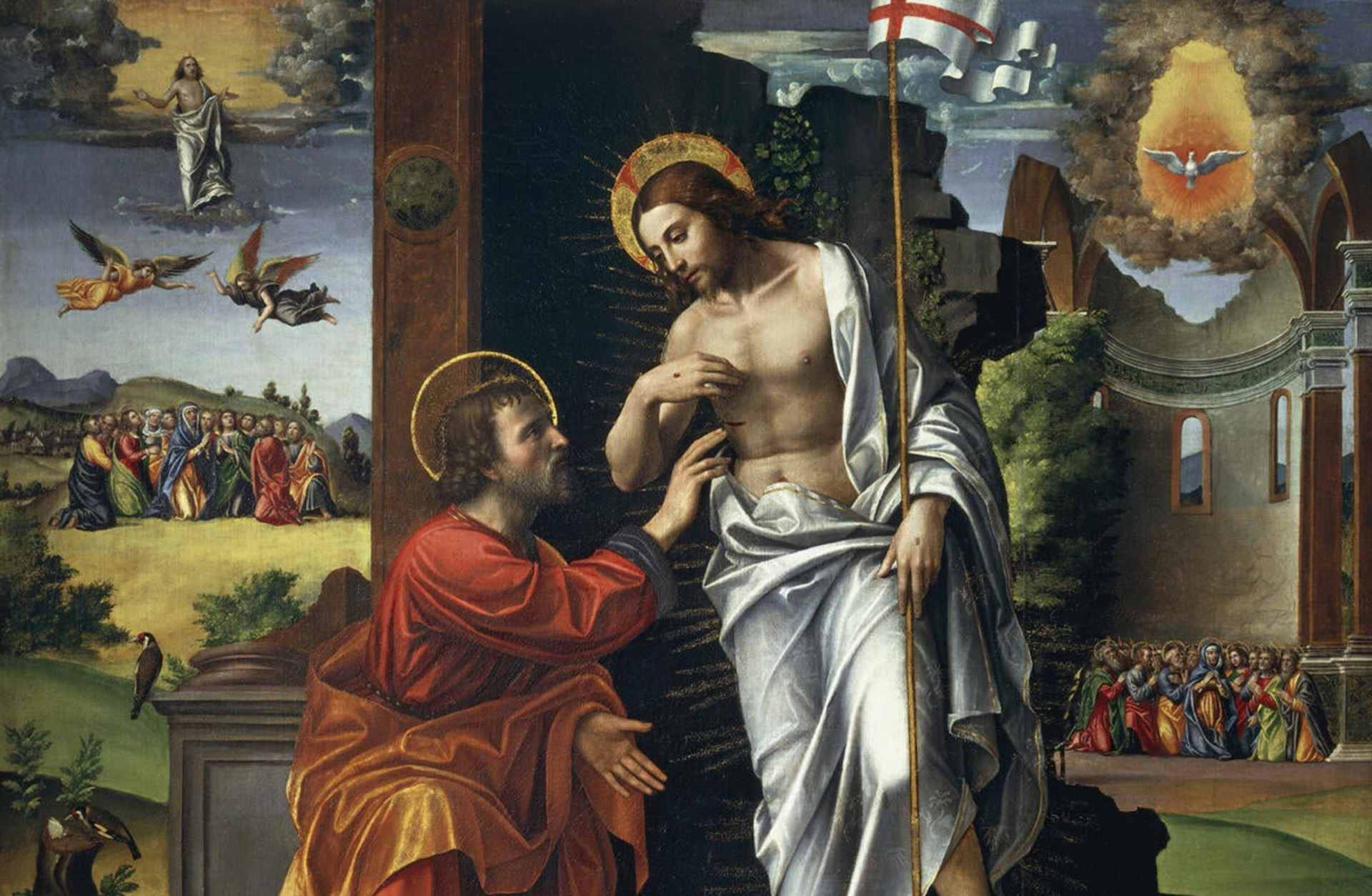 Christ and Doubting Thomas, painted by Paolo Cavazzola (1486-1522). (Credit: DeAgostini/Getty Images)