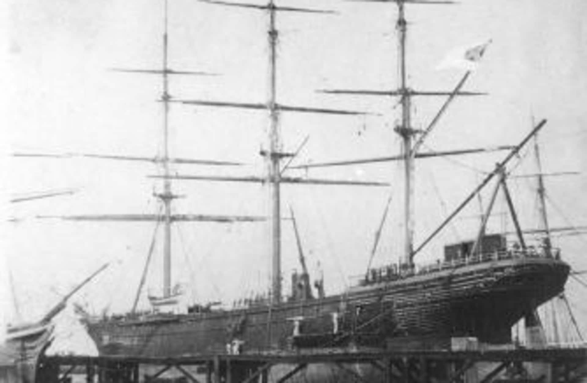 CSS Shenandoah in dry dock in Williamstown, Victoria, Australia, 1865.