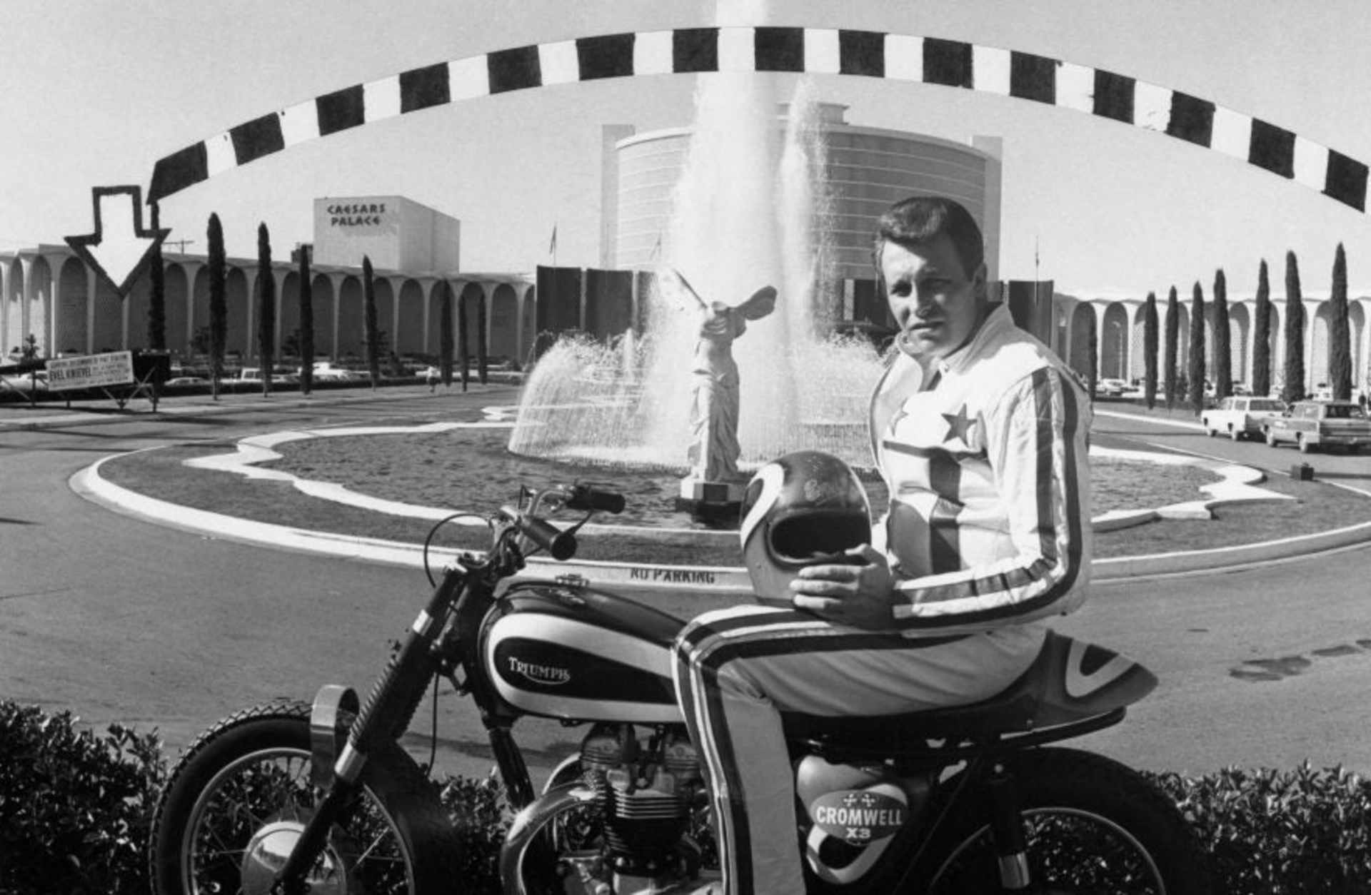 Evel Knievel shown prior to his fountain jump at Caesars Palace in Las Vegas on December 31, 1967.