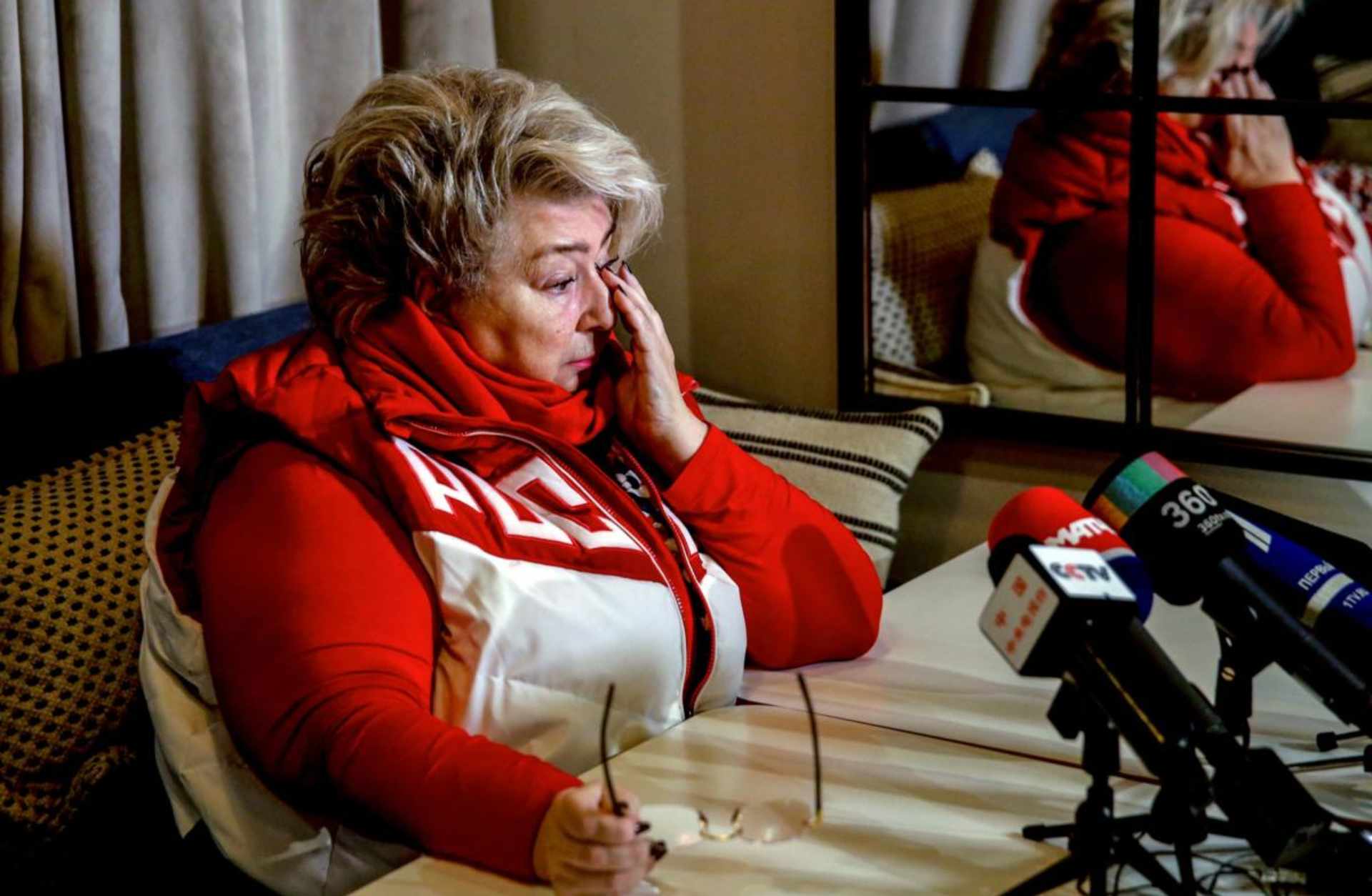 Figure skating coach Tatiana Tarasova speaks to the media on December 5, 2017 in Moscow, after the International Olympic Committee announced the decision to ban Russia from 2018 Winter Olympics. Russia were banned from the 2018 Olympics on December 5, 2017 over state-sponsored doping but the International Olympic Committee said Russian competitors would be able to compete "under strict conditions."