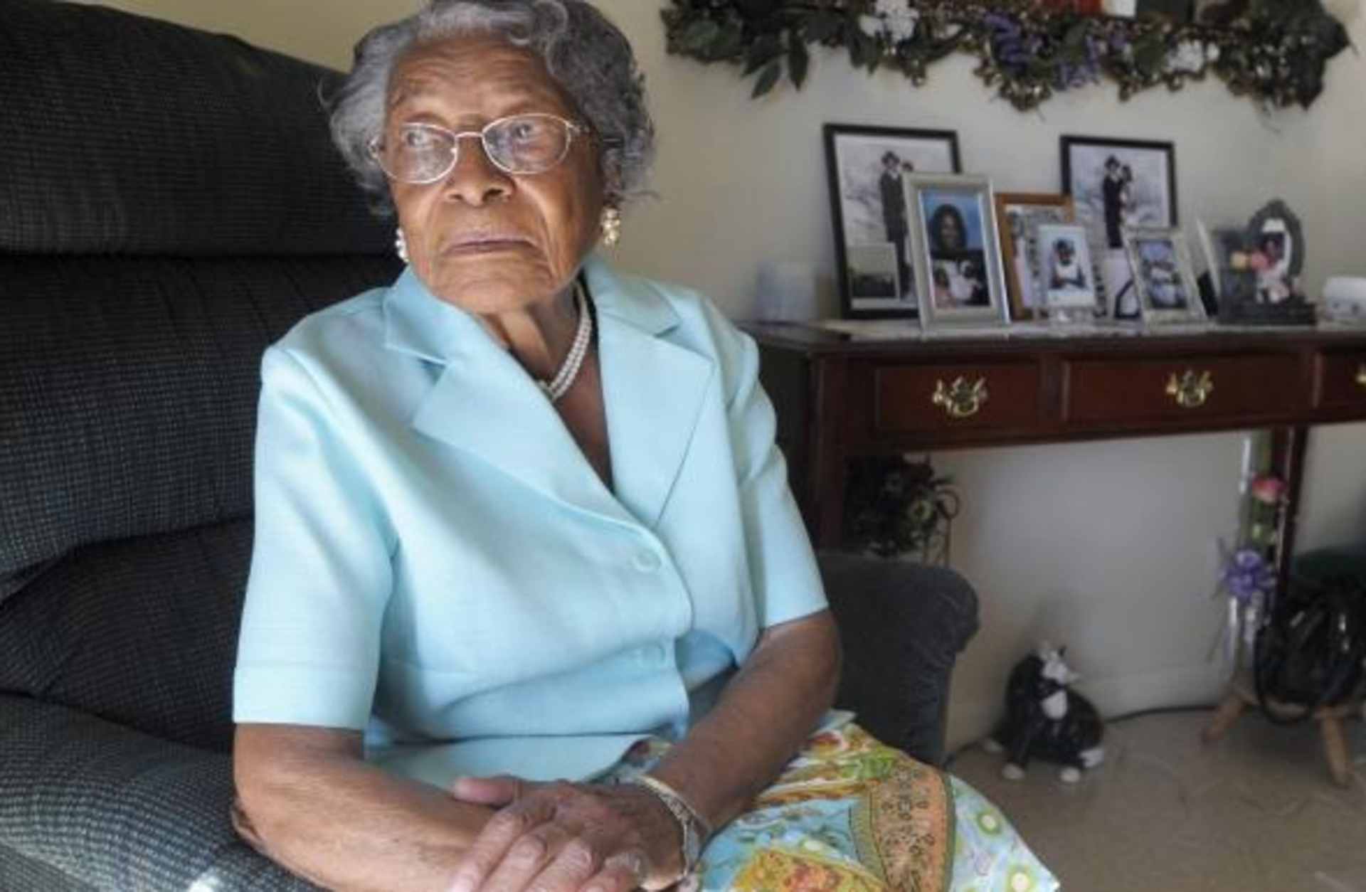 FILE - In this Oct. 7, 2010 file photo, Recy Taylor is seen her home in Winter Haven, Fla. The Alabama Legislature has officially apologized to an Taylor, who was raped nearly seven decades ago by a gang of white men as she walked home from church. (AP Photo/Phelan M. Ebenhack, File)