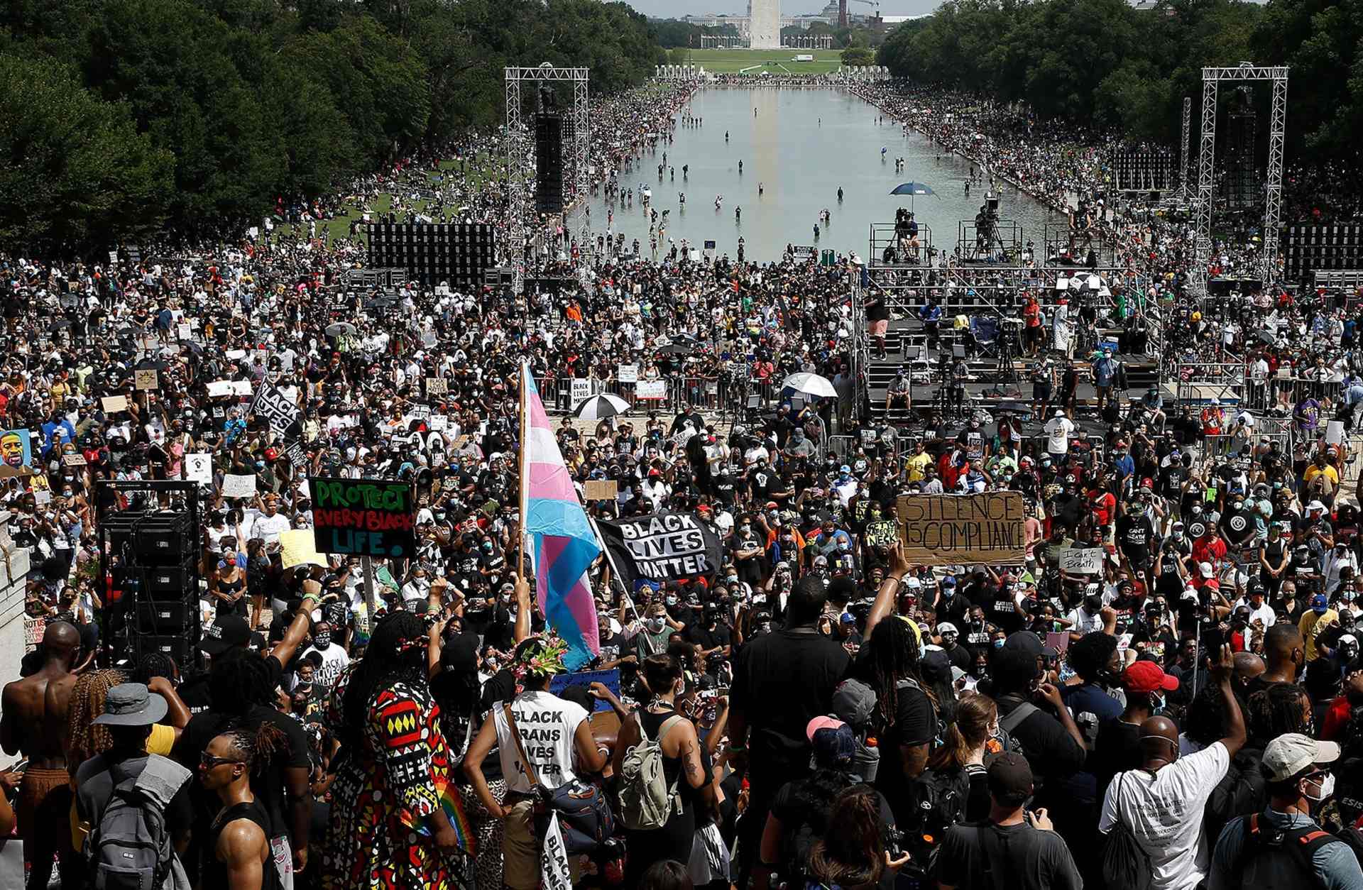 Thousands gather for the ''Get Your Knee Off Our Necks'' march in Washington, D.C. on August 28, 2020.