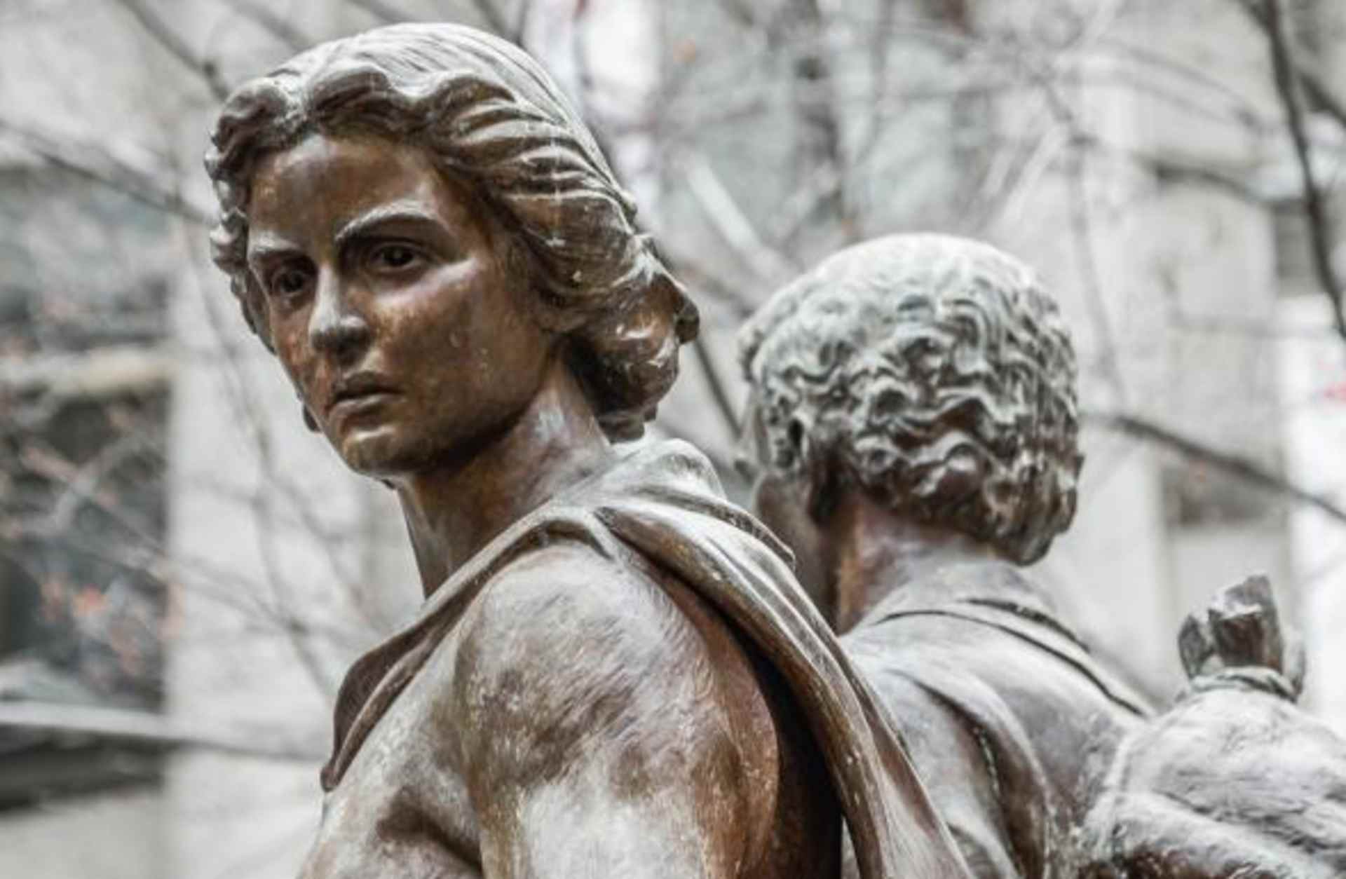 Fragment of The Irish Famine Memorial in Boston.