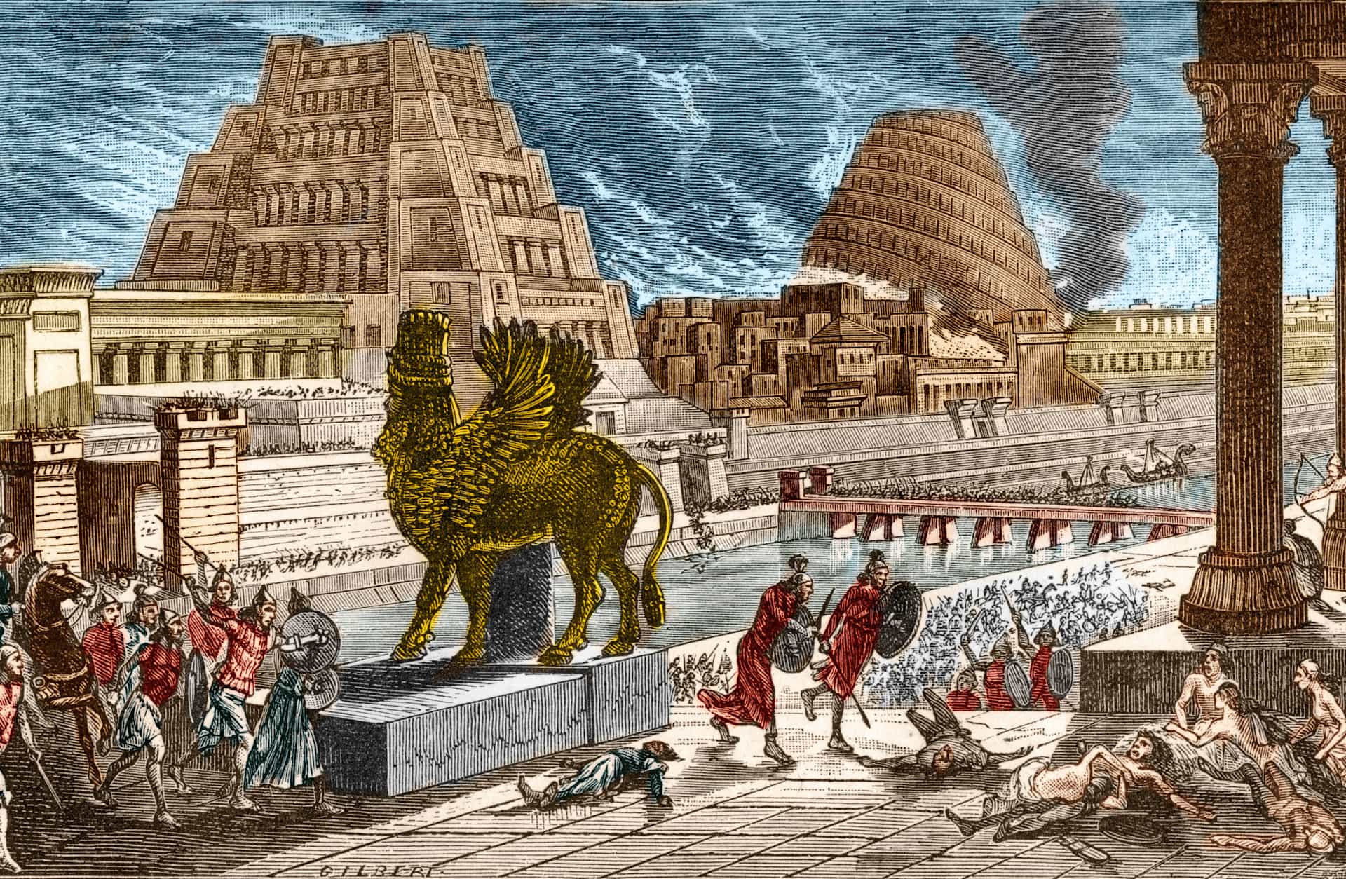 Illustration of siege of Babylon by Cyrus the Great in 540 B.C