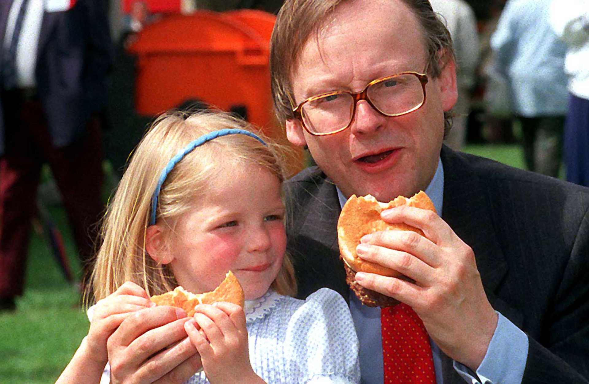 John Gummer eating beef.