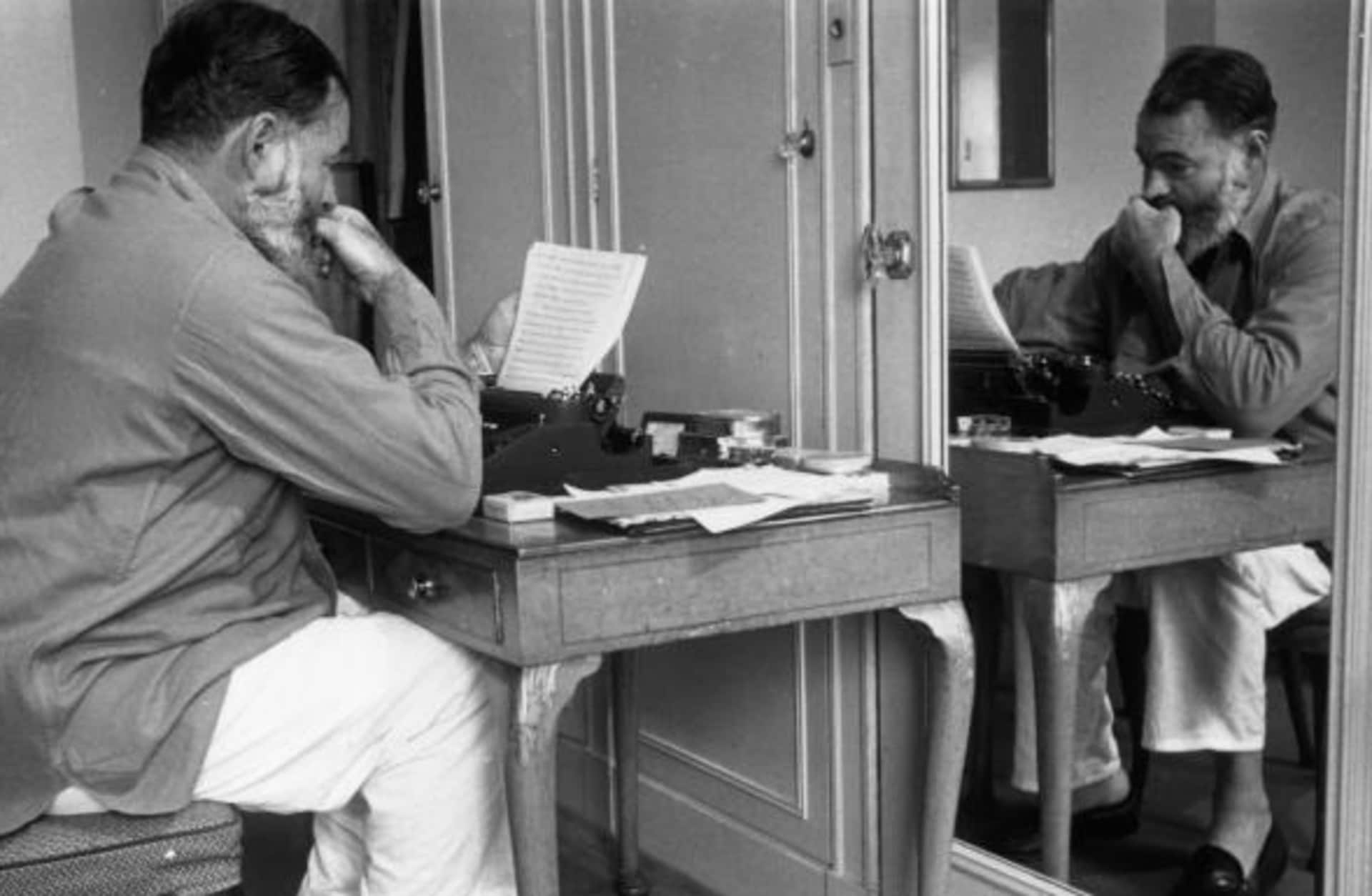 Hemingway writes up copy for a report on World War II in Europe.