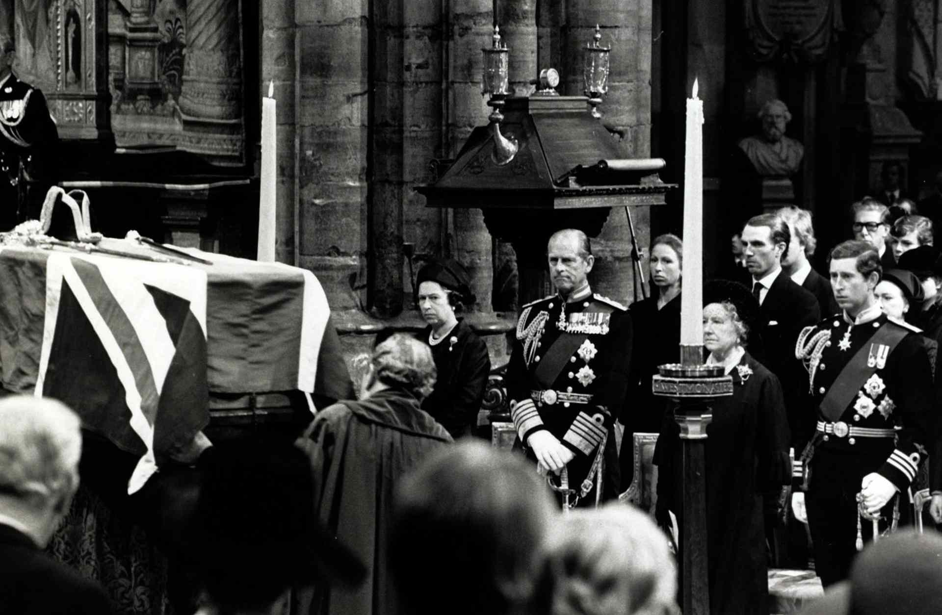 Lord Mountbatten Funeral, Queen Elizabeth II, Prince Philip, Prince Charles, IRA assassination