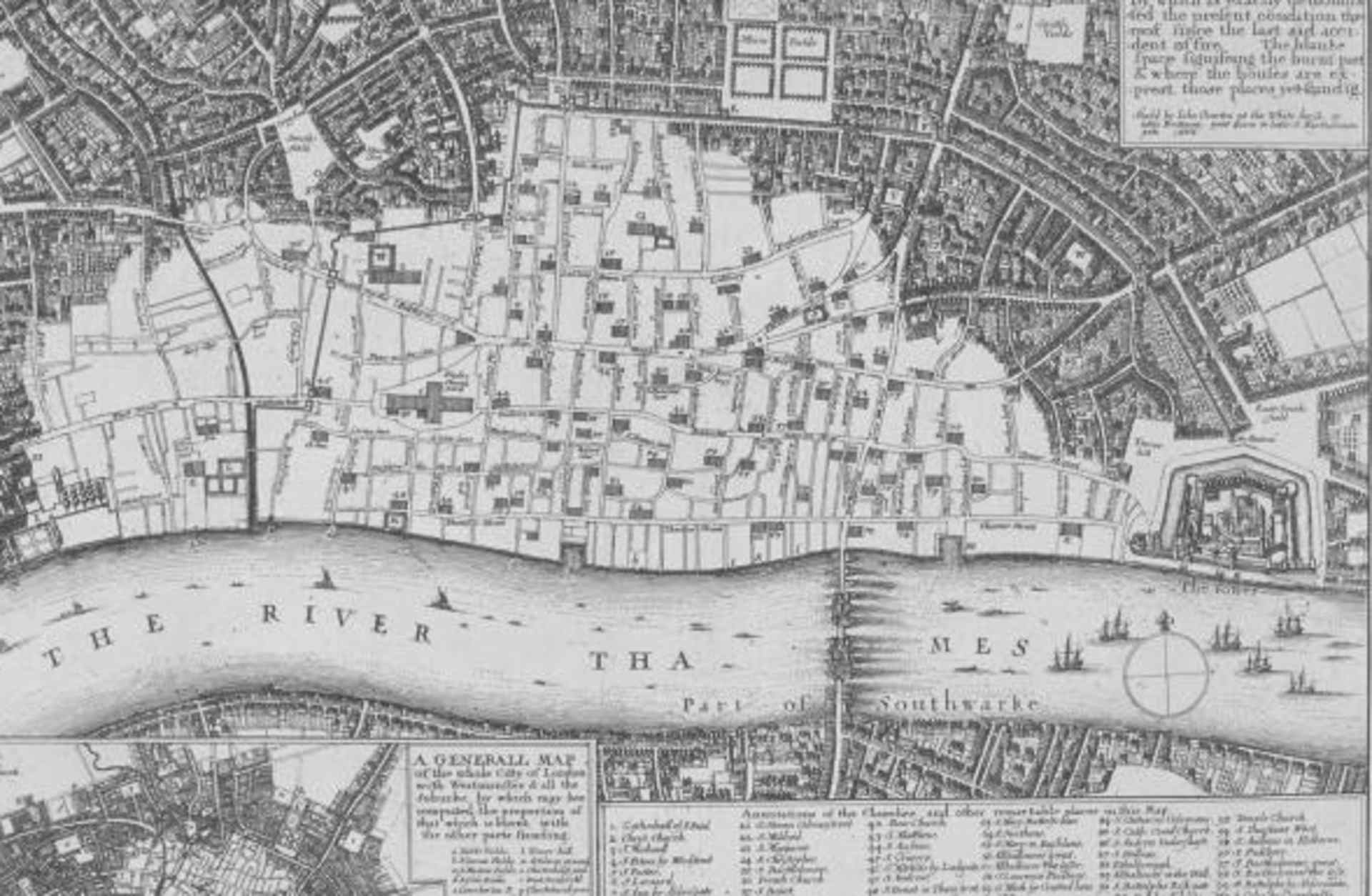 Map showing the extent of the damage caused by the Great Fire.