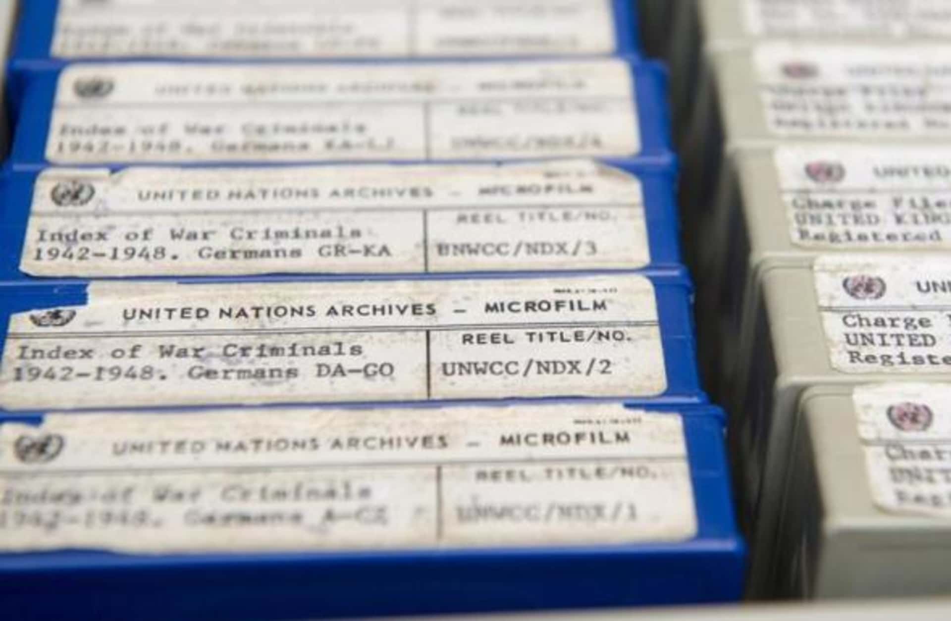 Microfilmed documents, part of the UN War Crimes Commission Records (1943 – 1949), at the United Nations Archives in New York.