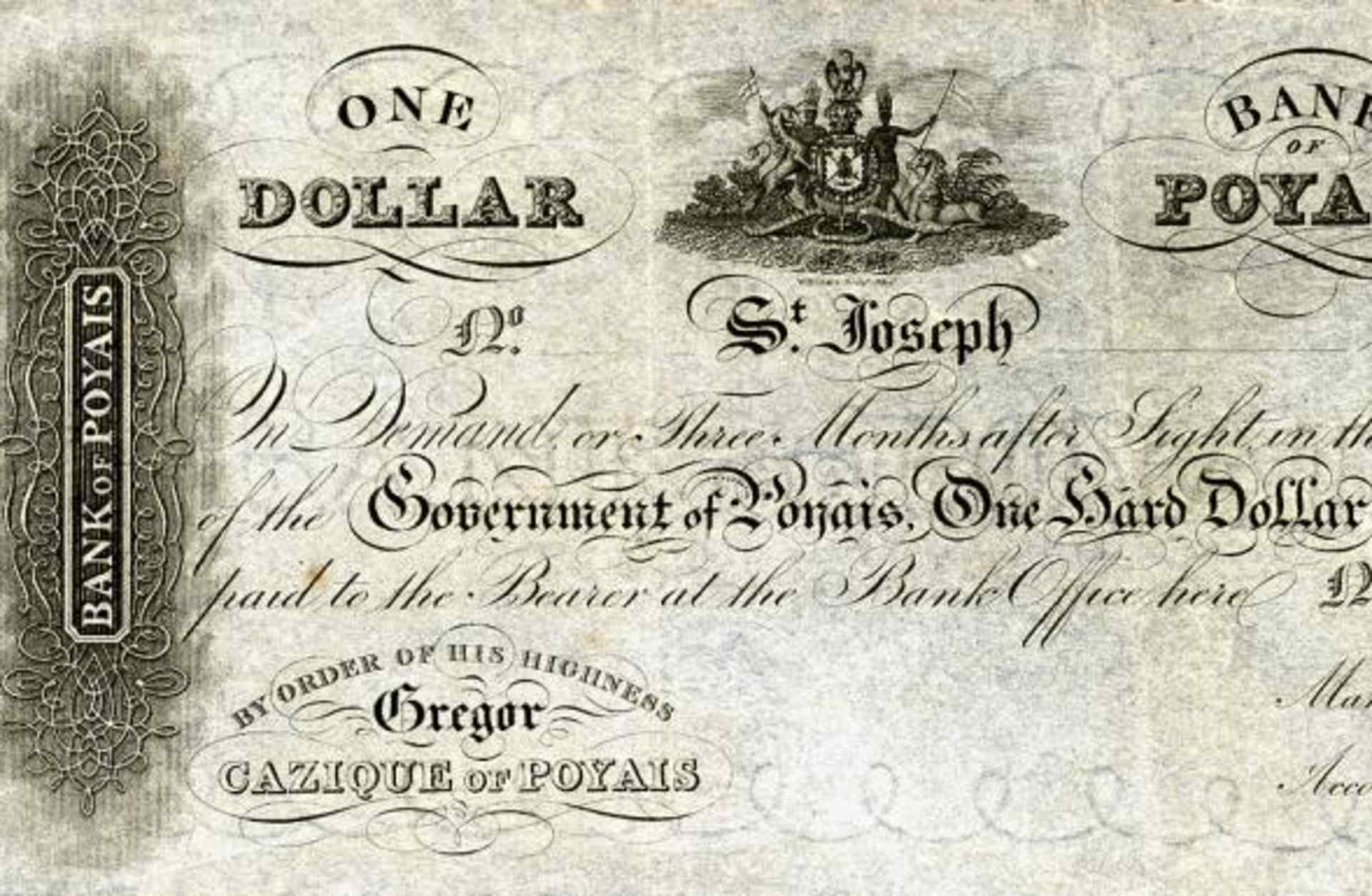 One of MacGregor’s phony Poyais dollars. (