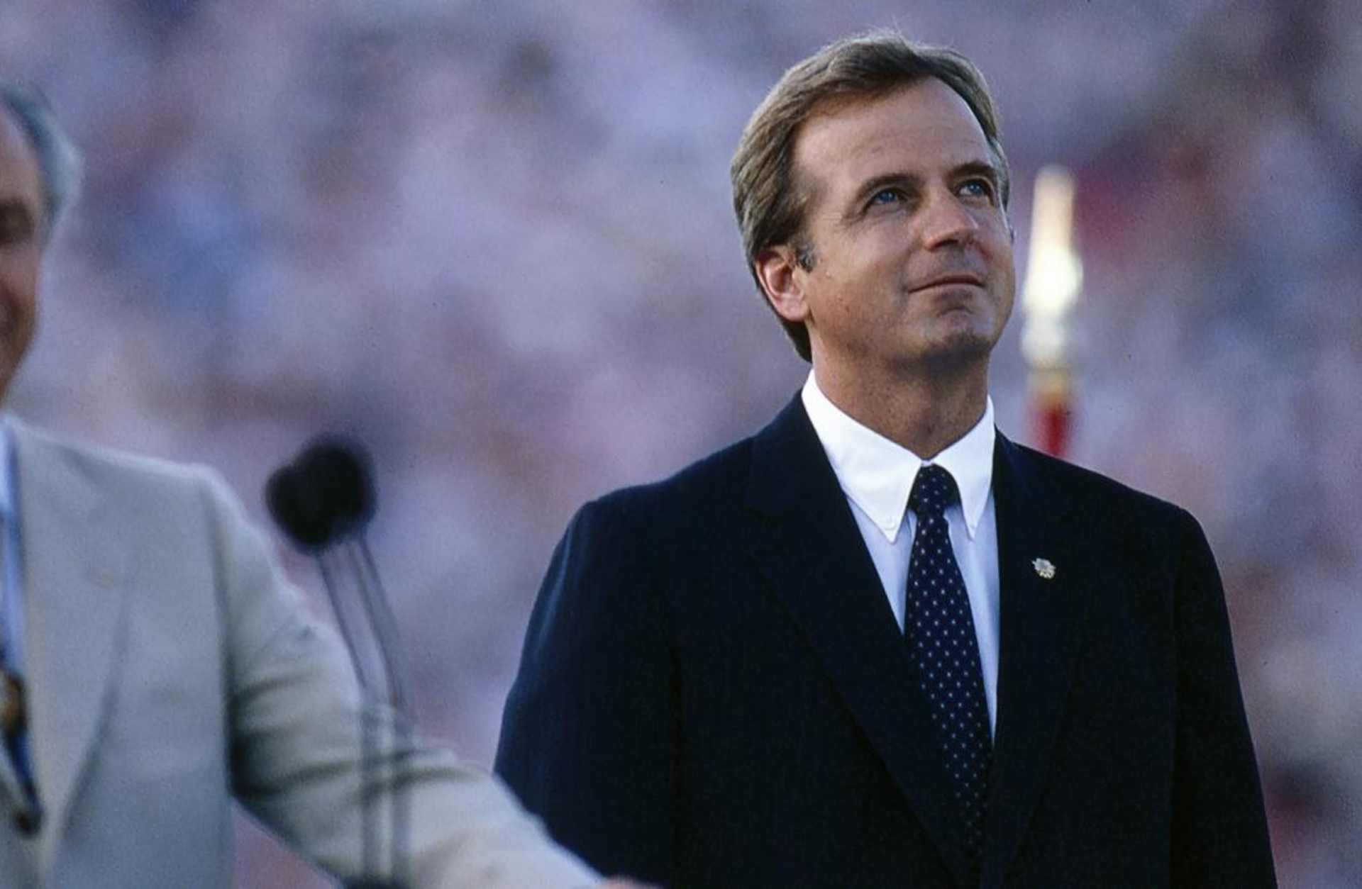 Peter Ueberroth at the opening ceremonies for the 1984 Summer Olympics at Memorial Coliseum. (Credit: ABC/Getty Images)