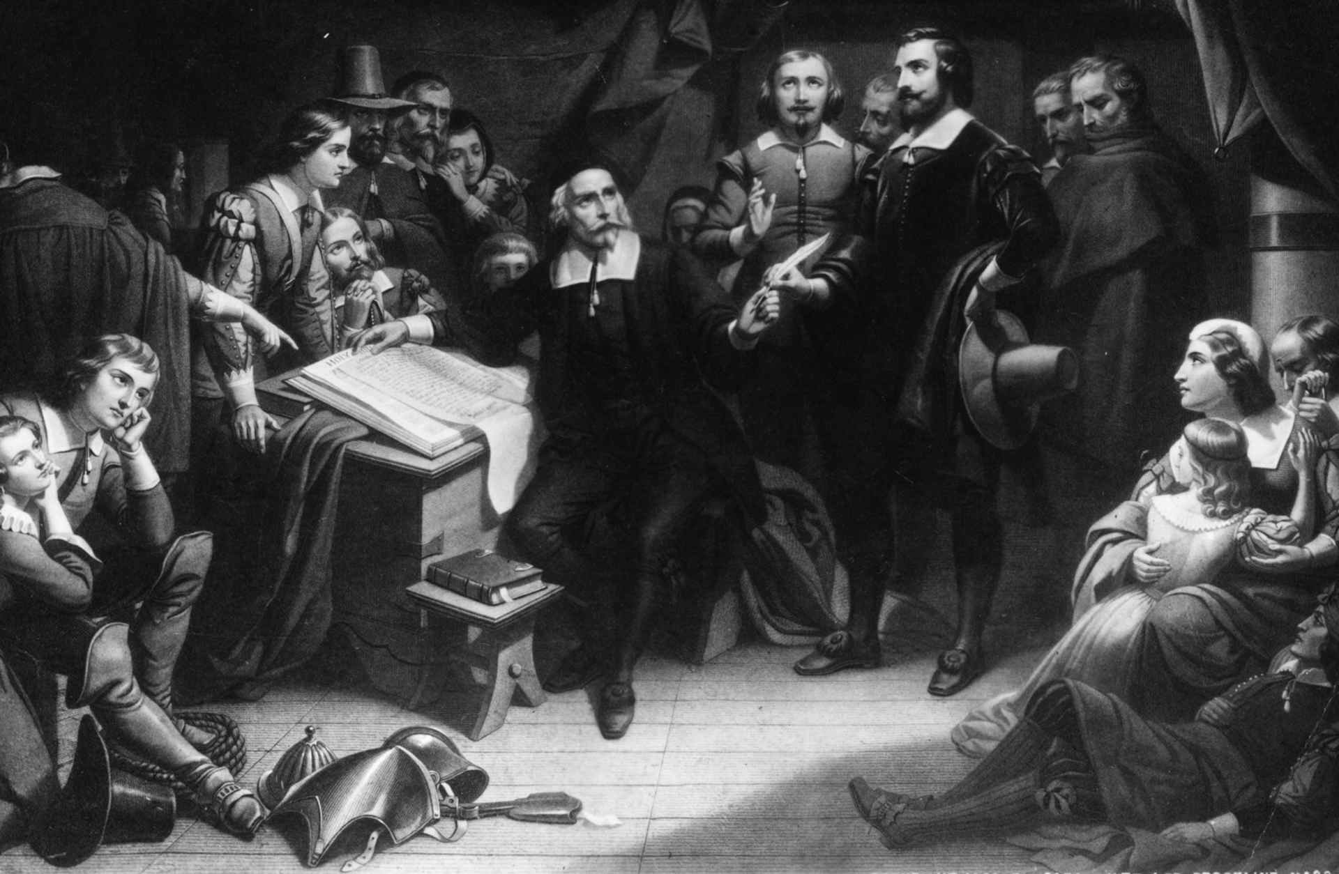 Pilgrim Leader William Bradford aboard the Mayflower